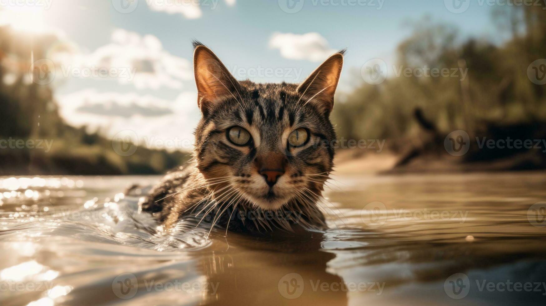 ai generativ australisch Tabby Katze nass foto