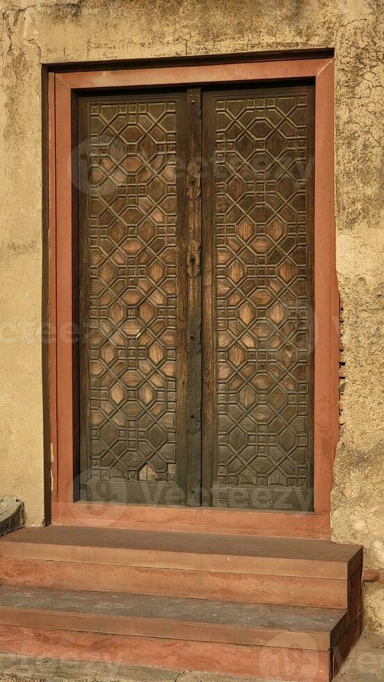 schön Holz Tür im lahore Fort foto