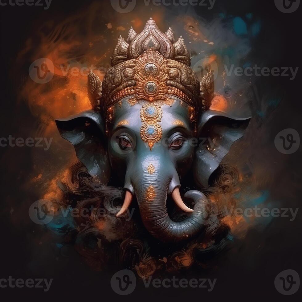 Illustration von Herr Ganesha zum Ganesh Chaturthi mit Hintergrund. ai generiert. foto