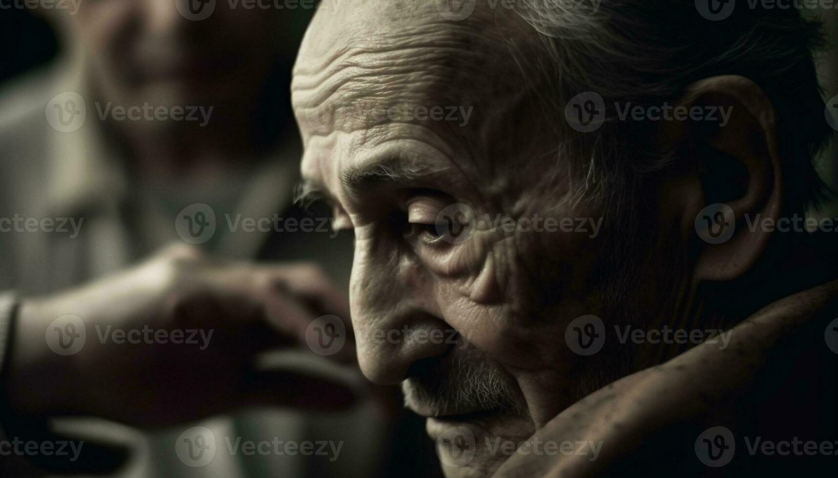 heiter Senior Männer Bindung draußen, Fokus auf Liebe und Weisheit generiert durch ai foto