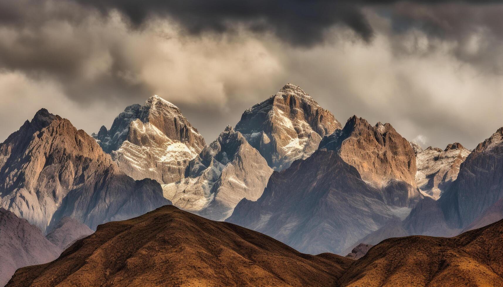 majestätisch Berg Bereich, Panorama- Schönheit im Natur, still Sommer- Szene generiert durch ai foto