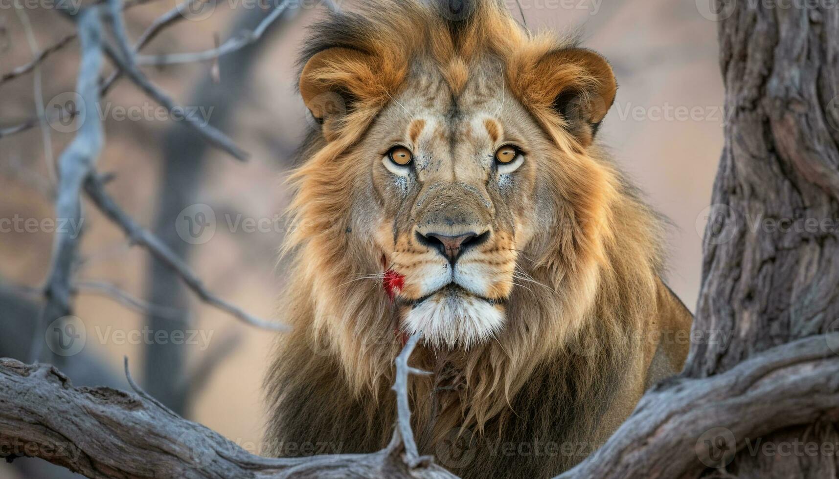 majestätisch Löwin starren mit Stolz, Zähne entblößt im natürlich Schönheit generiert durch ai foto