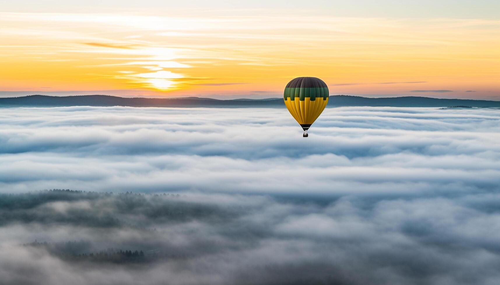 fliegend hoch im heiß Luft Ballon, Abenteuer im Natur generiert durch ai foto