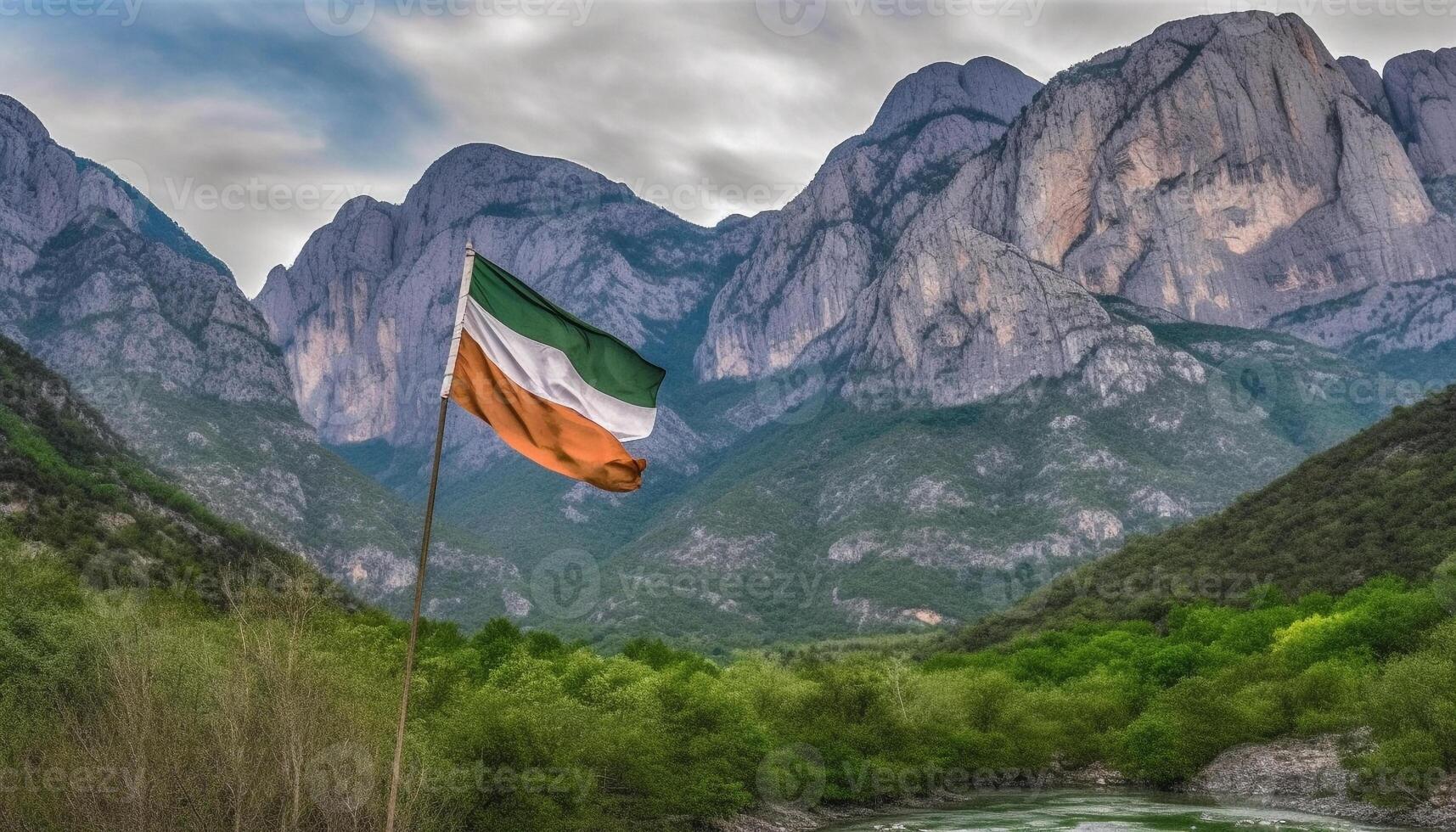 majestätisch Berg Bereich, Panorama- Landschaft, Freiheit im Natur Schönheit generiert durch ai foto