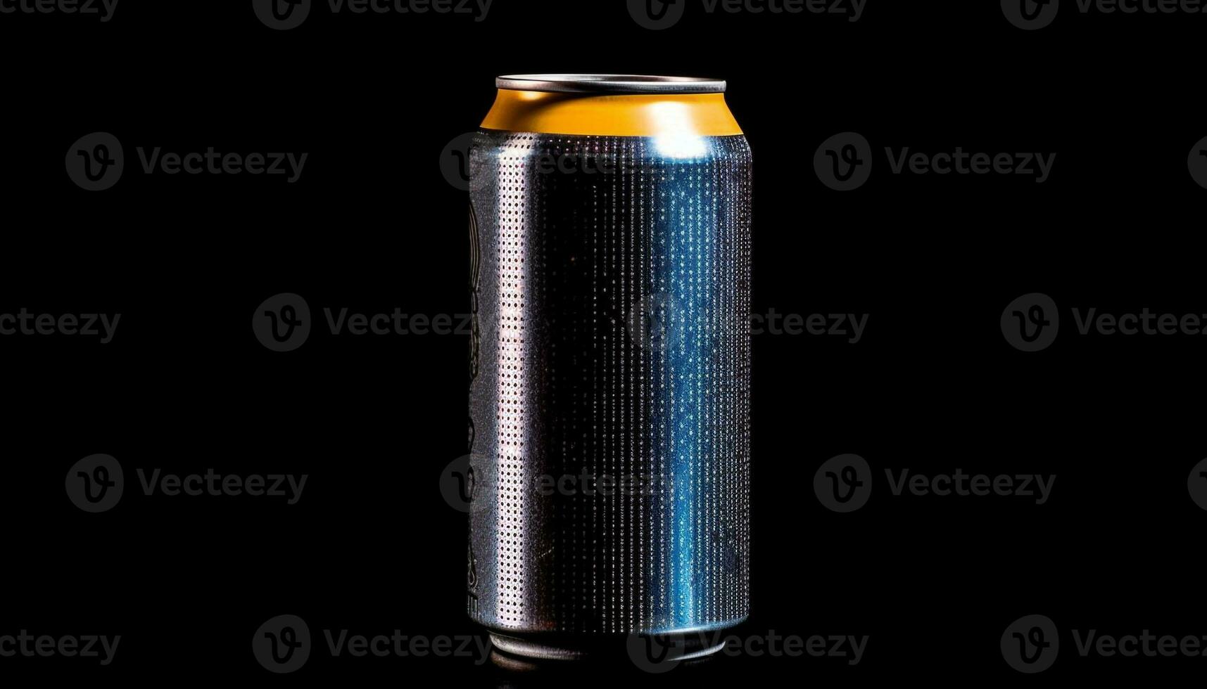 metallisch Flasche spiegelt schwarz Hintergrund, enthält erfrischend Limonade trinken generiert durch ai foto