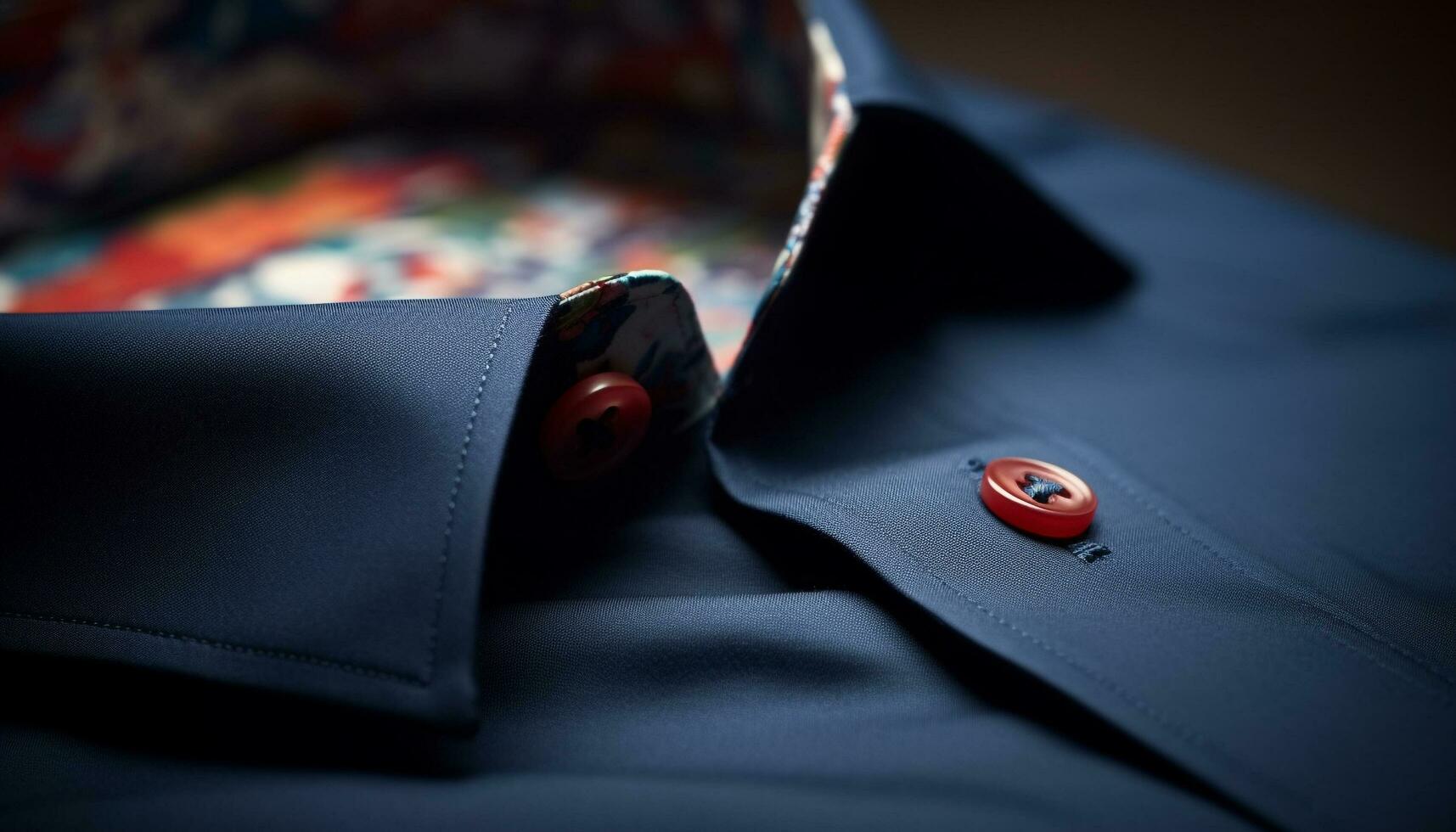 Gut gekleidet Geschäftsmann im Blau passen mit Leder Revers und Taste generiert durch ai foto