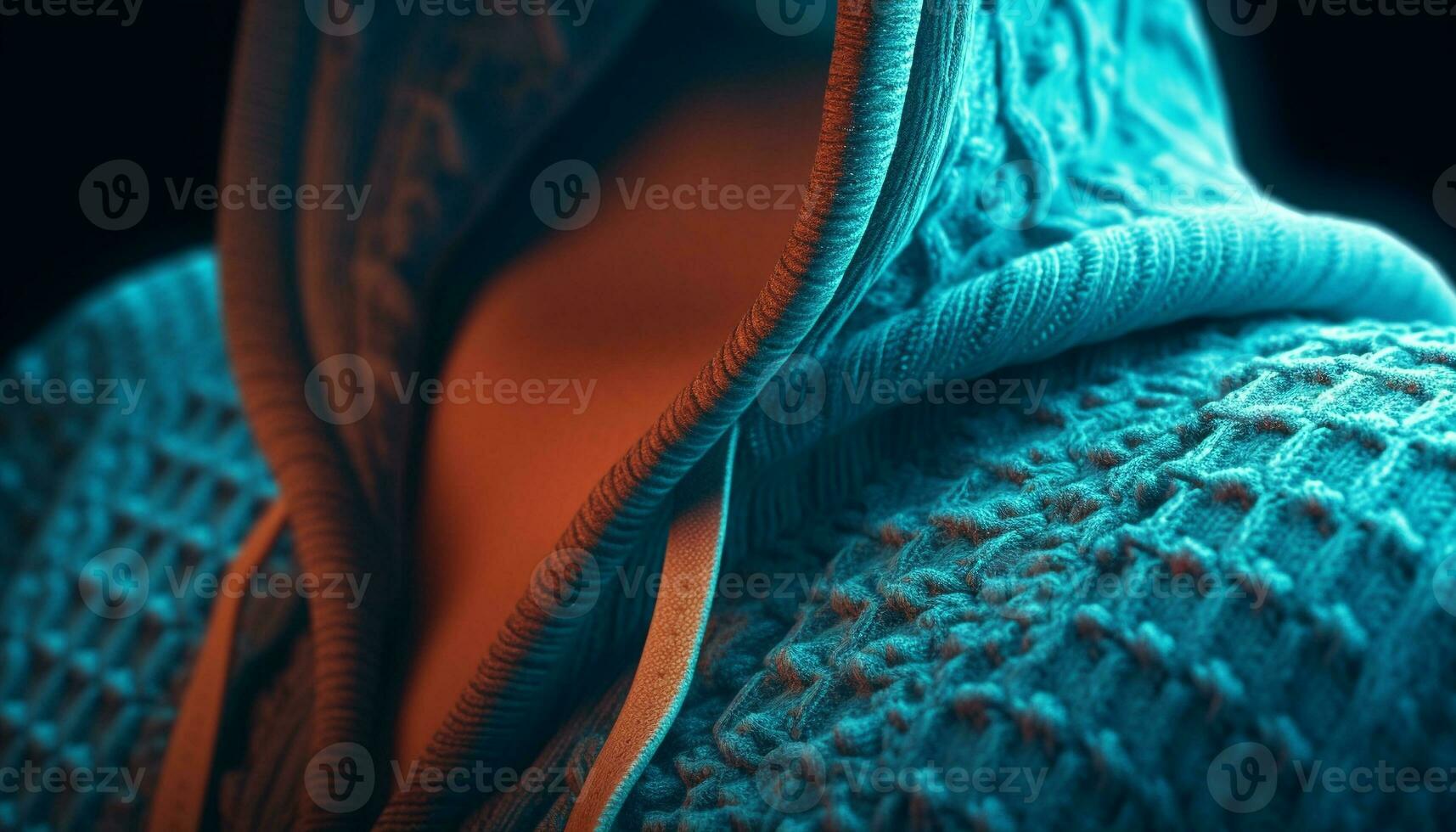 wolle Jacke mit Blau gestreift Muster Design generiert durch ai foto