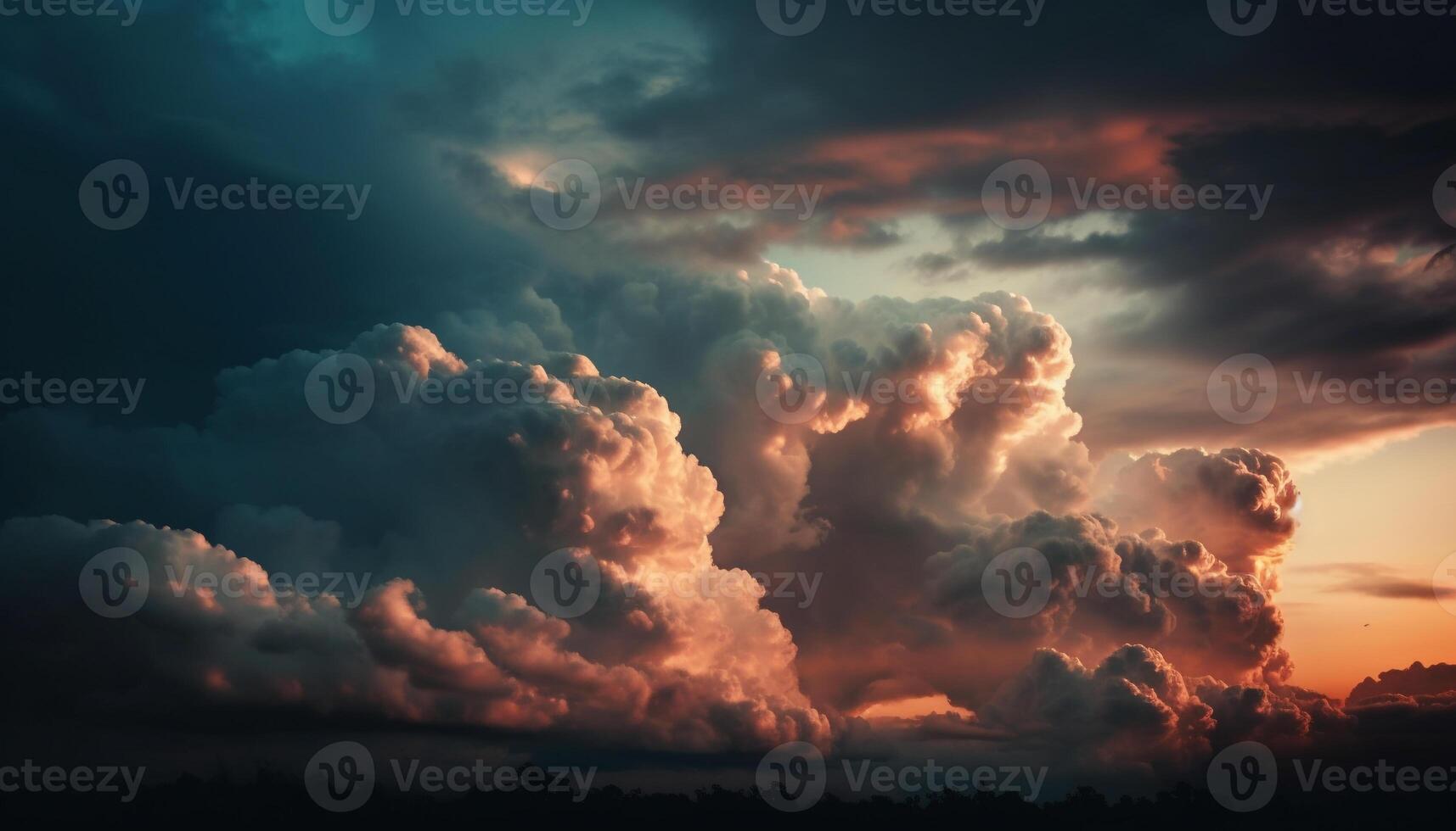 beschwingt Himmel Über still Landschaft beim Dämmerung generiert durch ai foto