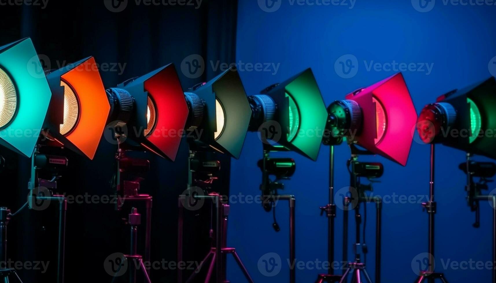 Scheinwerfer leuchtet Bühne einstellen beim Beliebt Konzert generiert durch ai foto