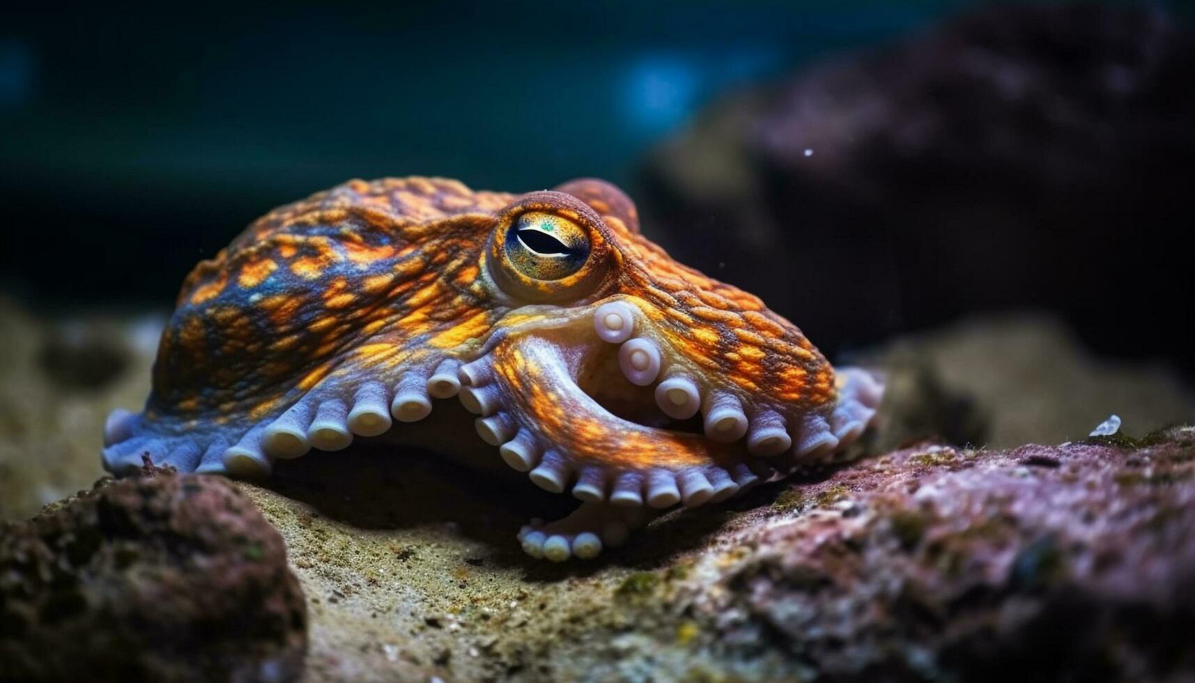 bunt unter Wasser Welt gefährdet Schildkröte und Fisch generiert durch ai foto