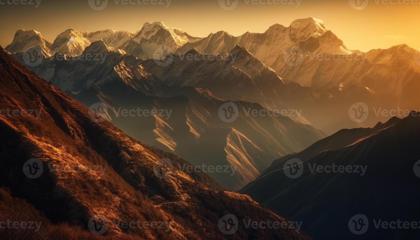 majestätisch Berg Gipfel, still Wiese, Herbst Jahreszeit generiert durch ai foto