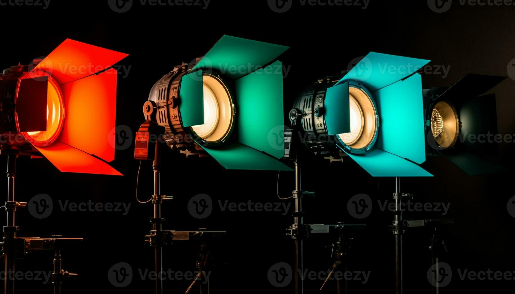 Scheinwerfer leuchtet Künstler auf Bühne einstellen generiert durch ai foto