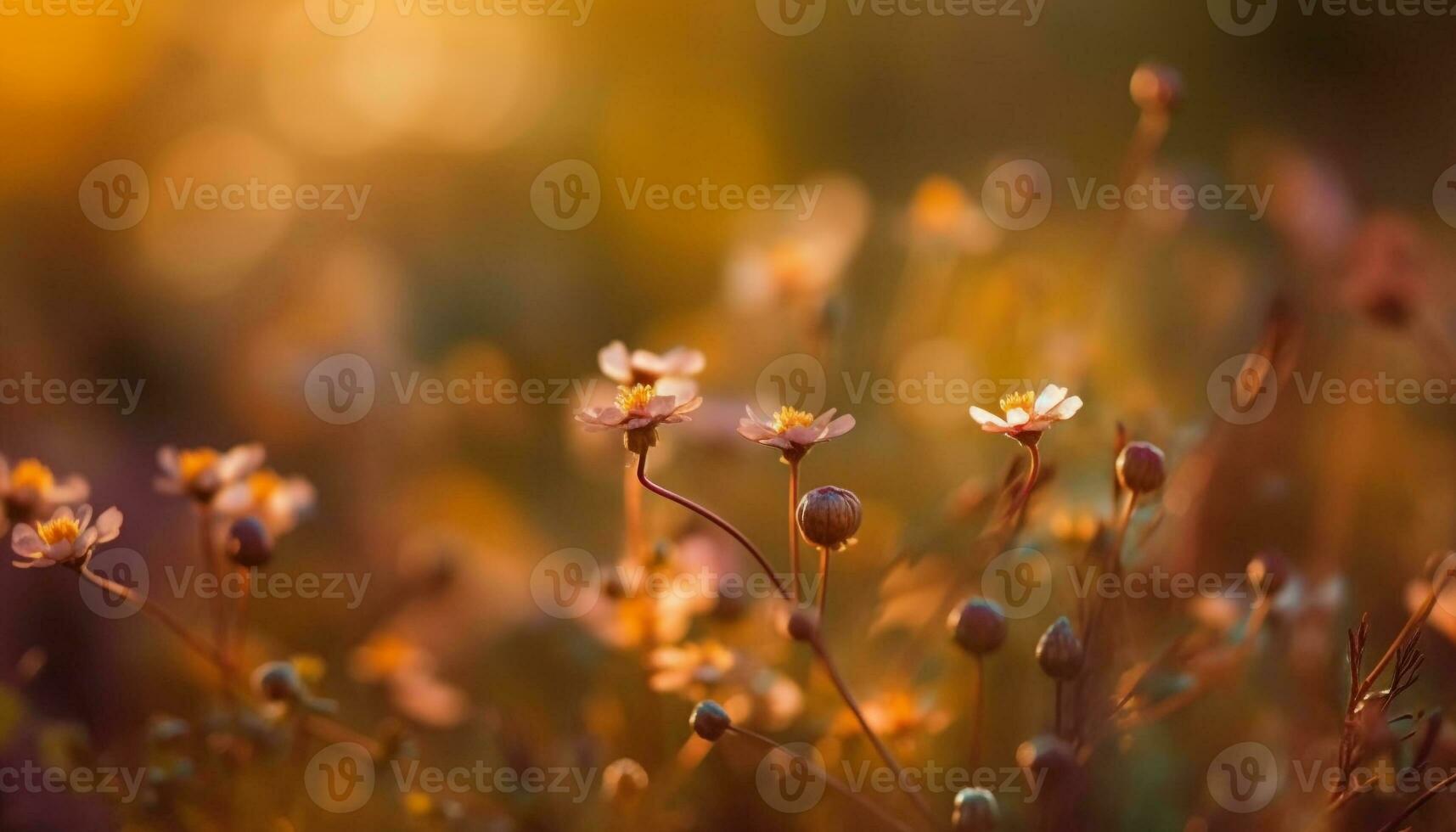 beschwingt Wildblumen blühen im still Wiese Landschaft generiert durch ai foto