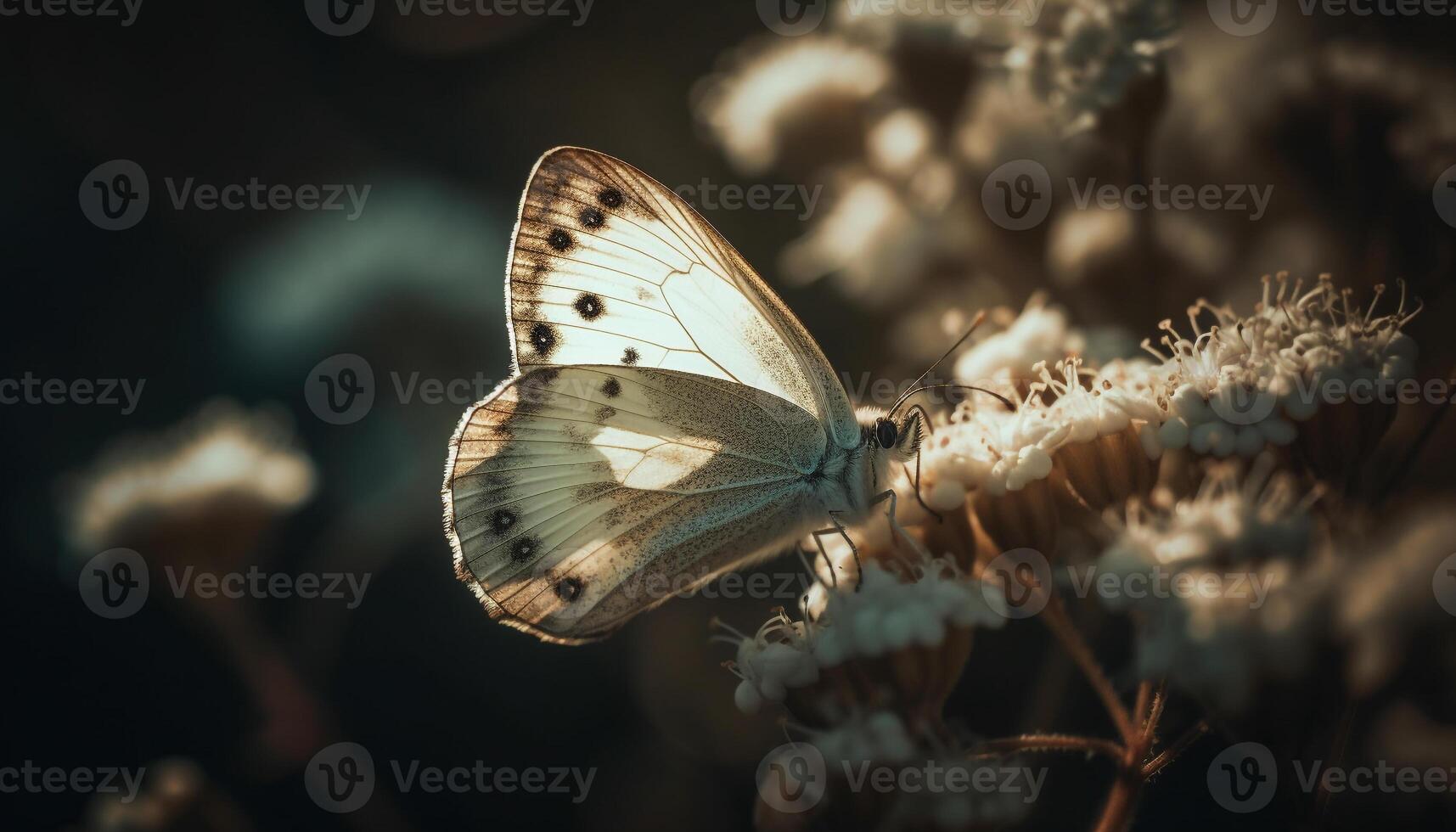 beschwingt Schmetterling Flügel Muster auf Gelb Blume generiert durch ai foto