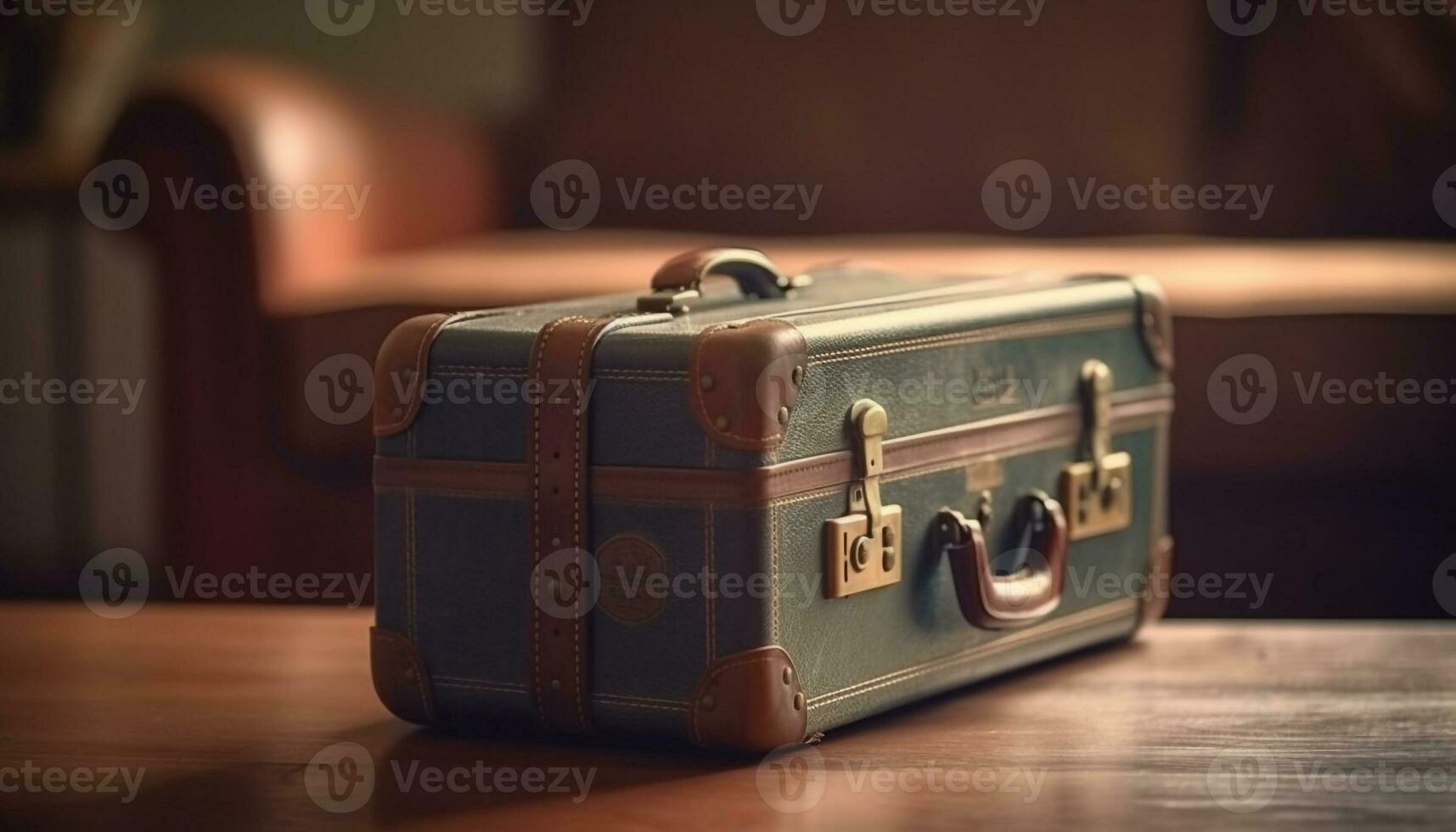 Leder Koffer handhaben, alt gestaltet Eleganz wiederbelebt drinnen generiert durch ai foto