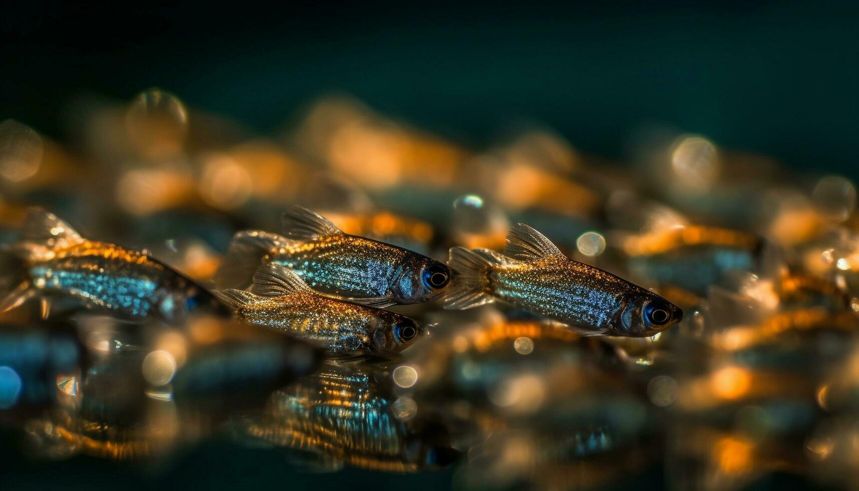 klein Gruppe von multi farbig Fisch unter Wasser generiert durch ai foto