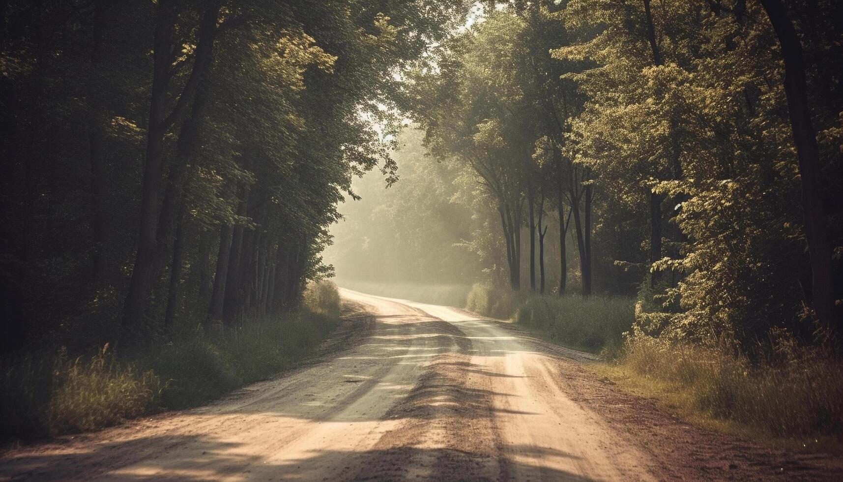 Gelb Blätter leiten das Weg durch Wildnis Abenteuer generiert durch ai foto