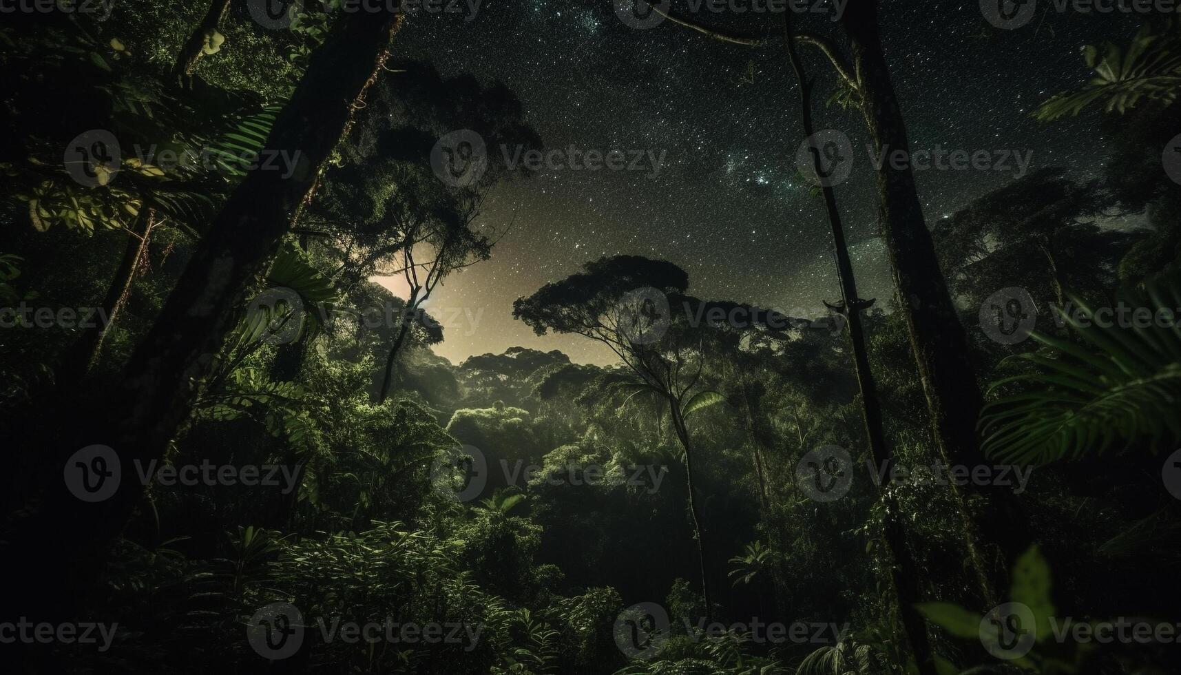 Geheimnis im das gespenstisch Wald beim Nacht generiert durch ai foto