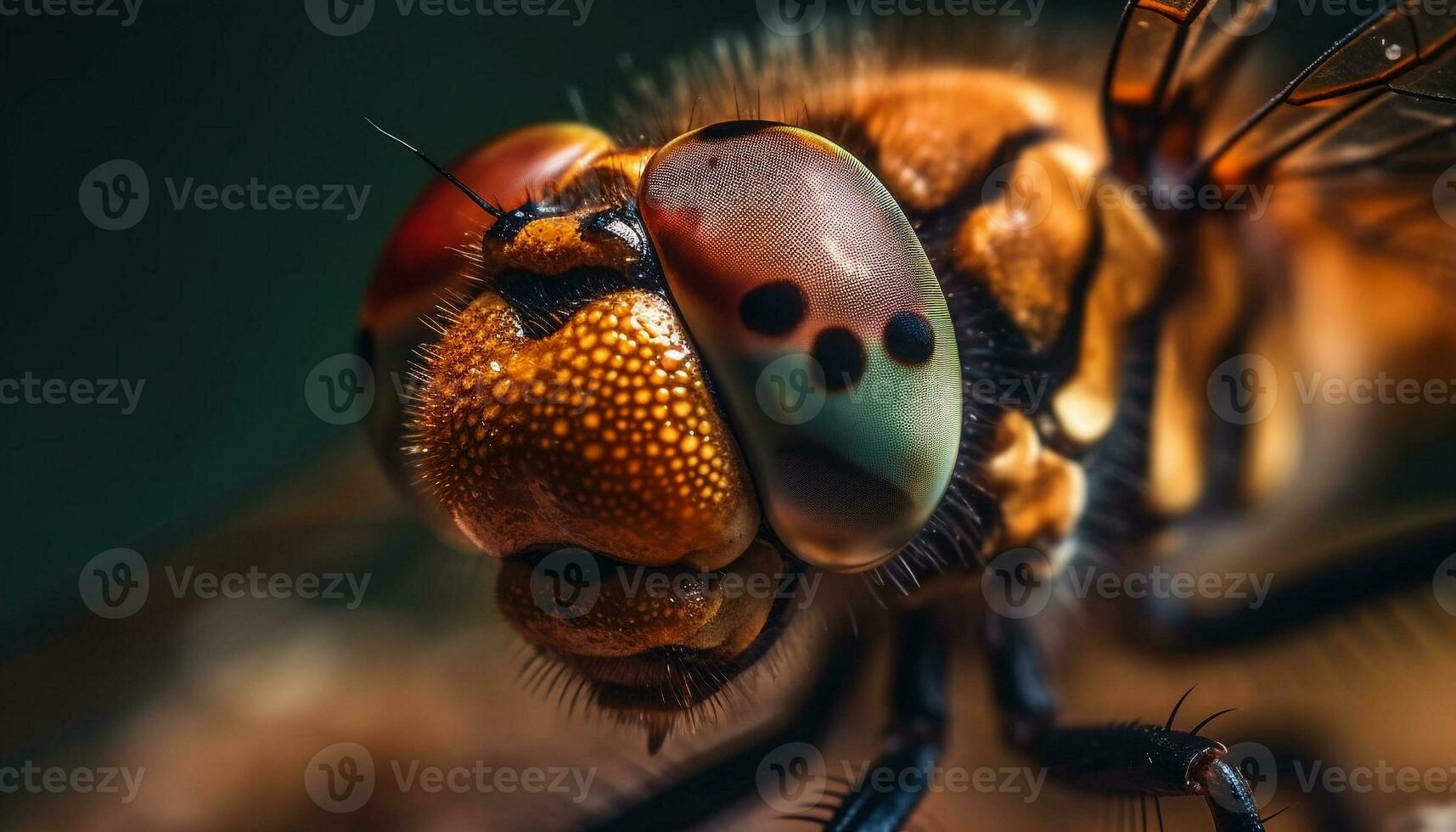 klein Gelb Biene Auge im Makro Fokus generiert durch ai foto