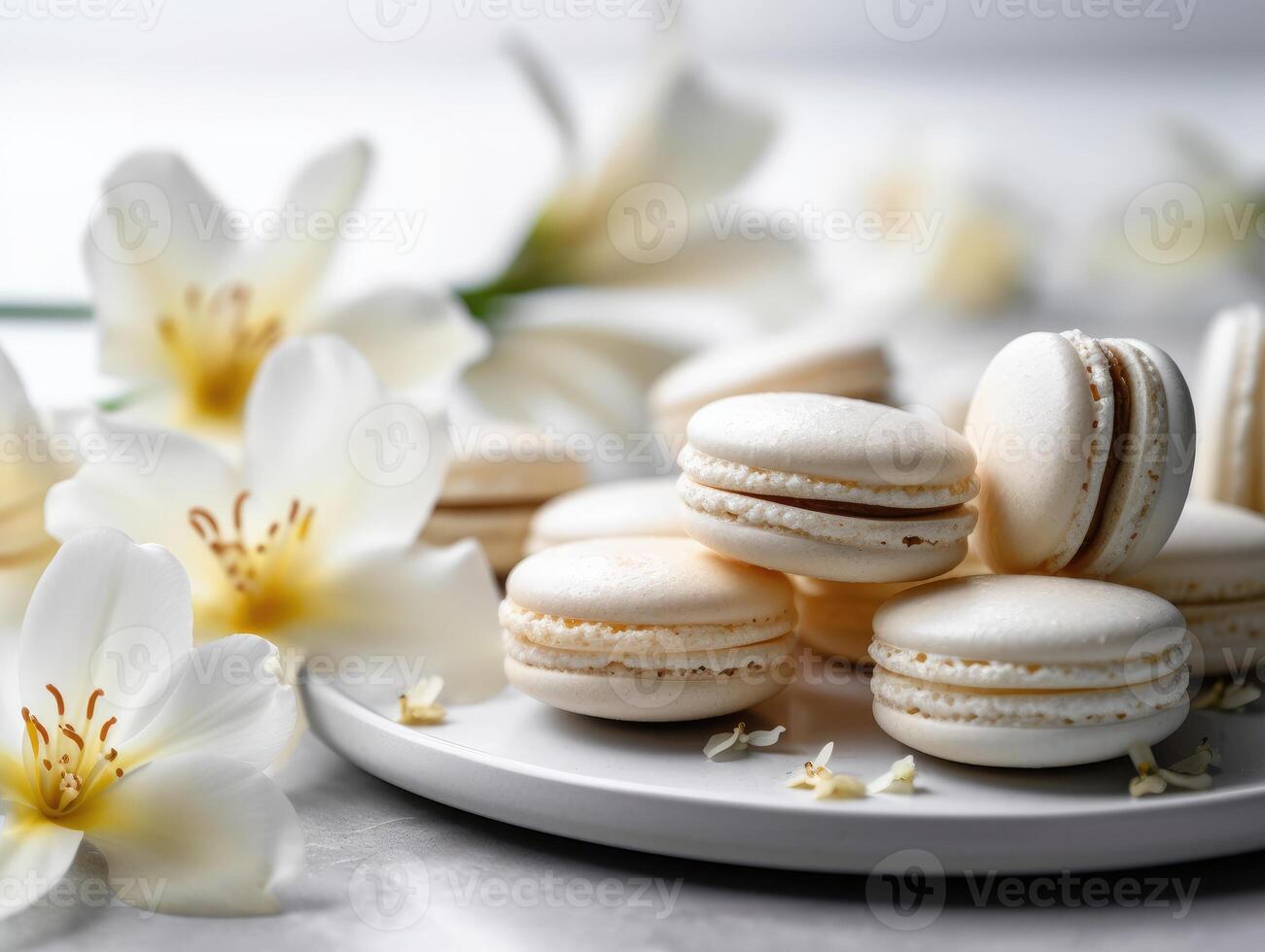 hausgemacht Süss Vanille Macarons. generativ ai foto