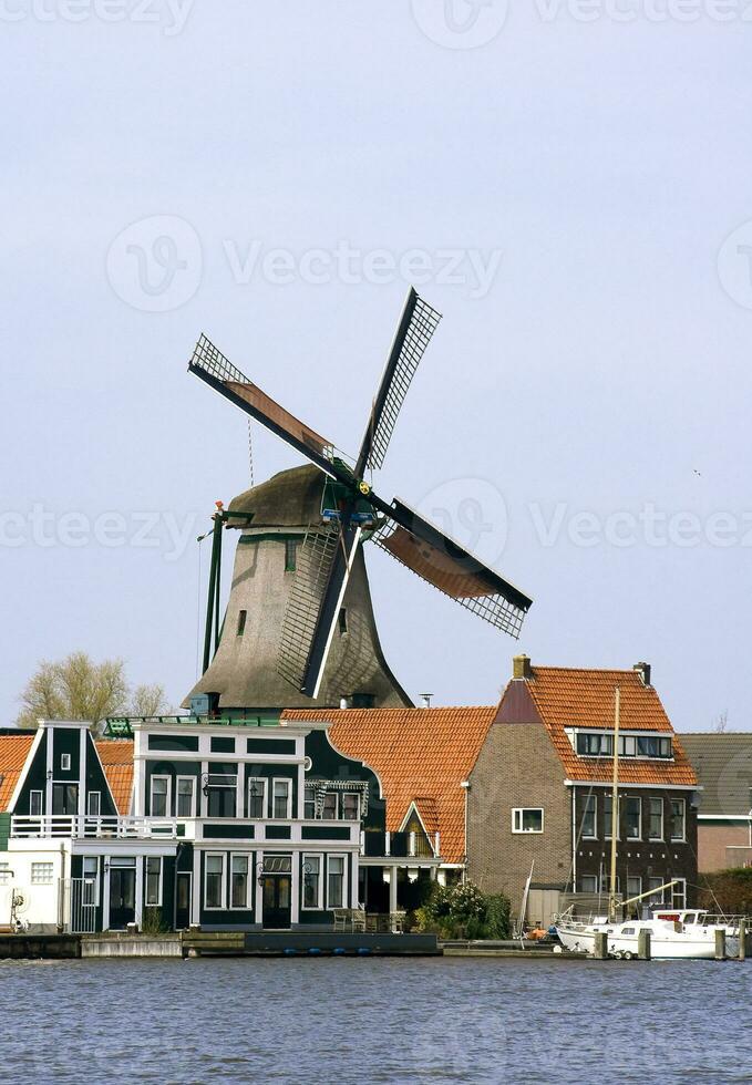 Niederlande bunt Land von Windmühlen und Tulpen Blumen foto