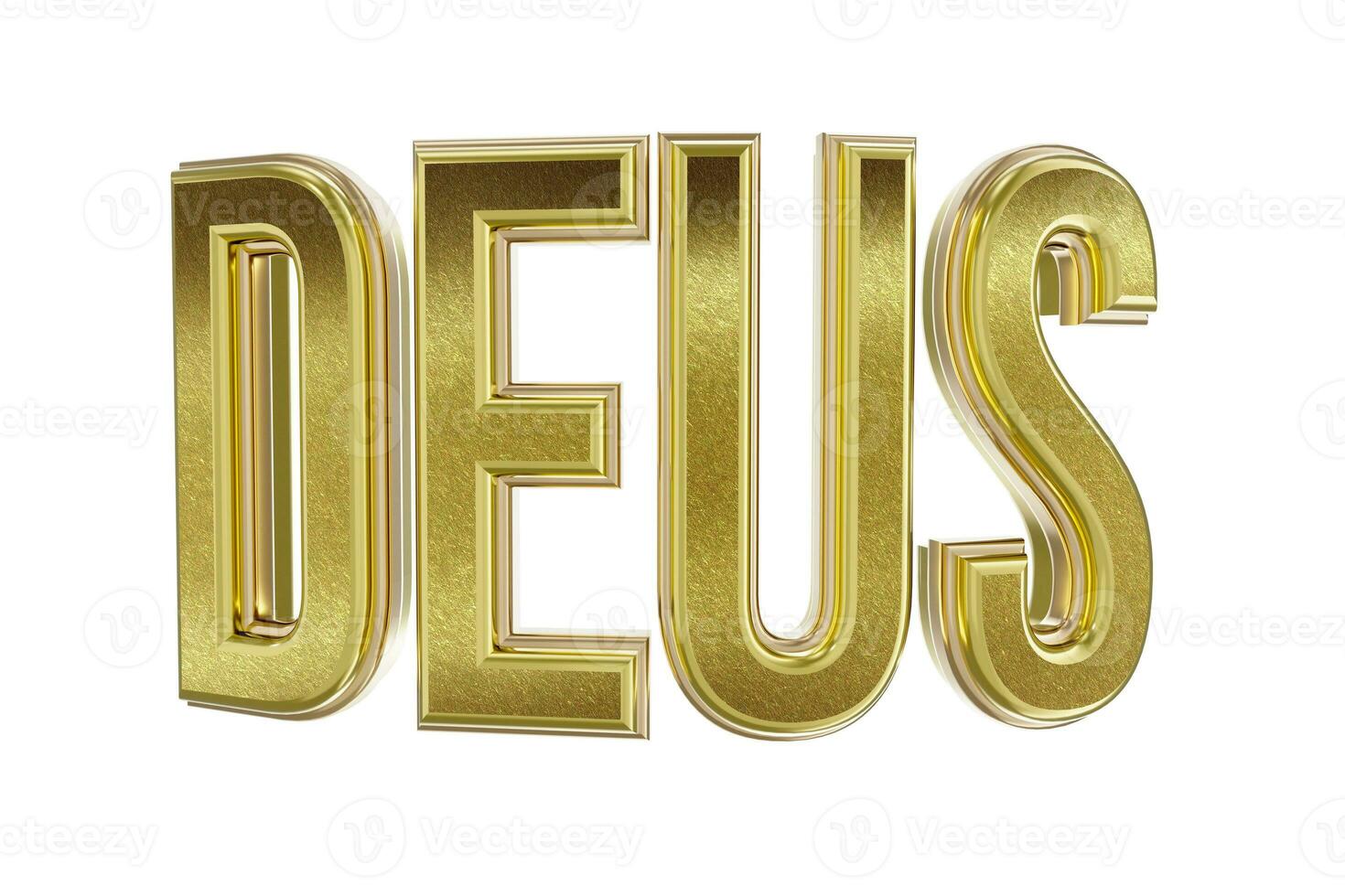 Wort deus geschrieben im Gold im ein 3d machen foto