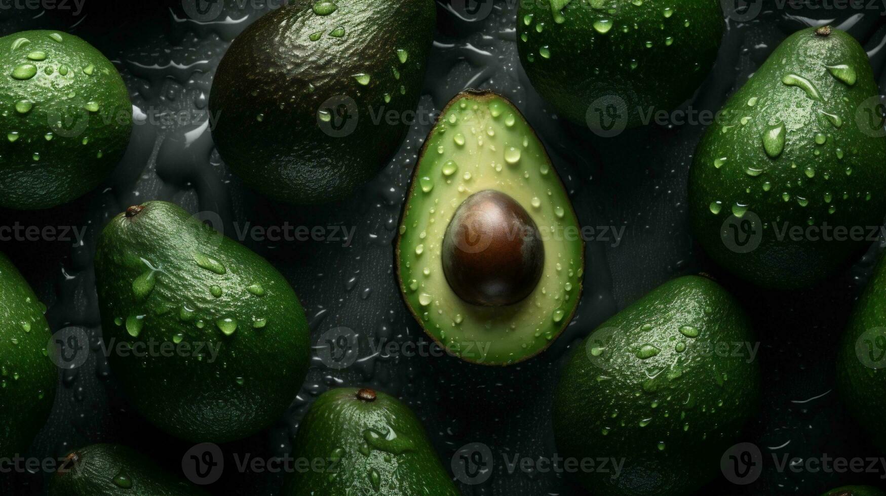 Essen frisch Nahansicht Gesundheit Grün tropisch Gemüse Hintergrund roh dunkel Avocado. generativ ai. foto