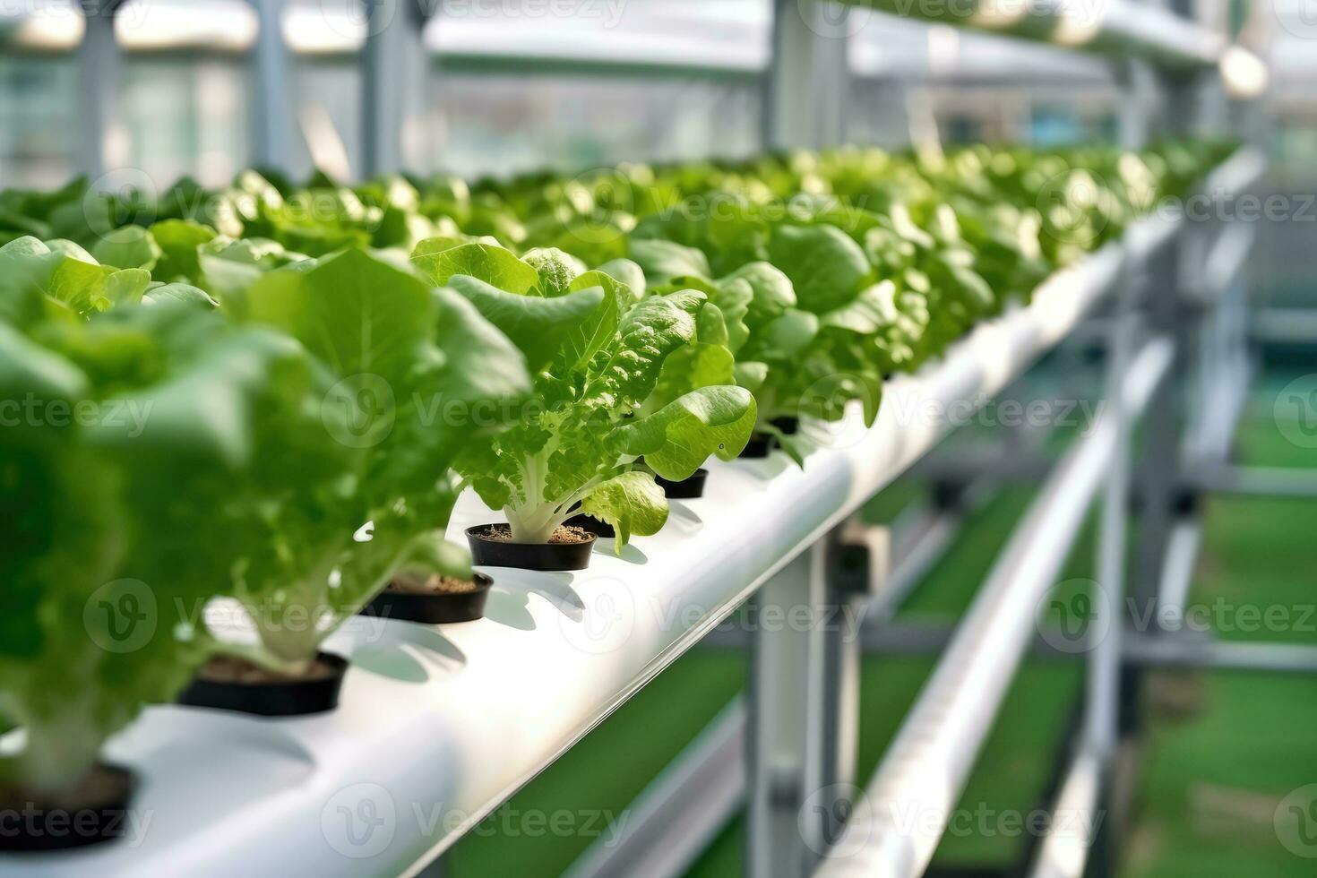 Hydrokultur mit Wasser Rohr Tube Medien Umwelt Pflanze professionell Fotografie ai generiert foto