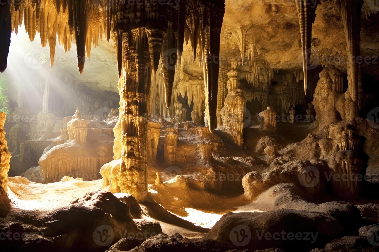 Lager Foto von ein Design Innerhalb Höhle Show Stalaktiten und Stalagmiten Fotografie generiert ai