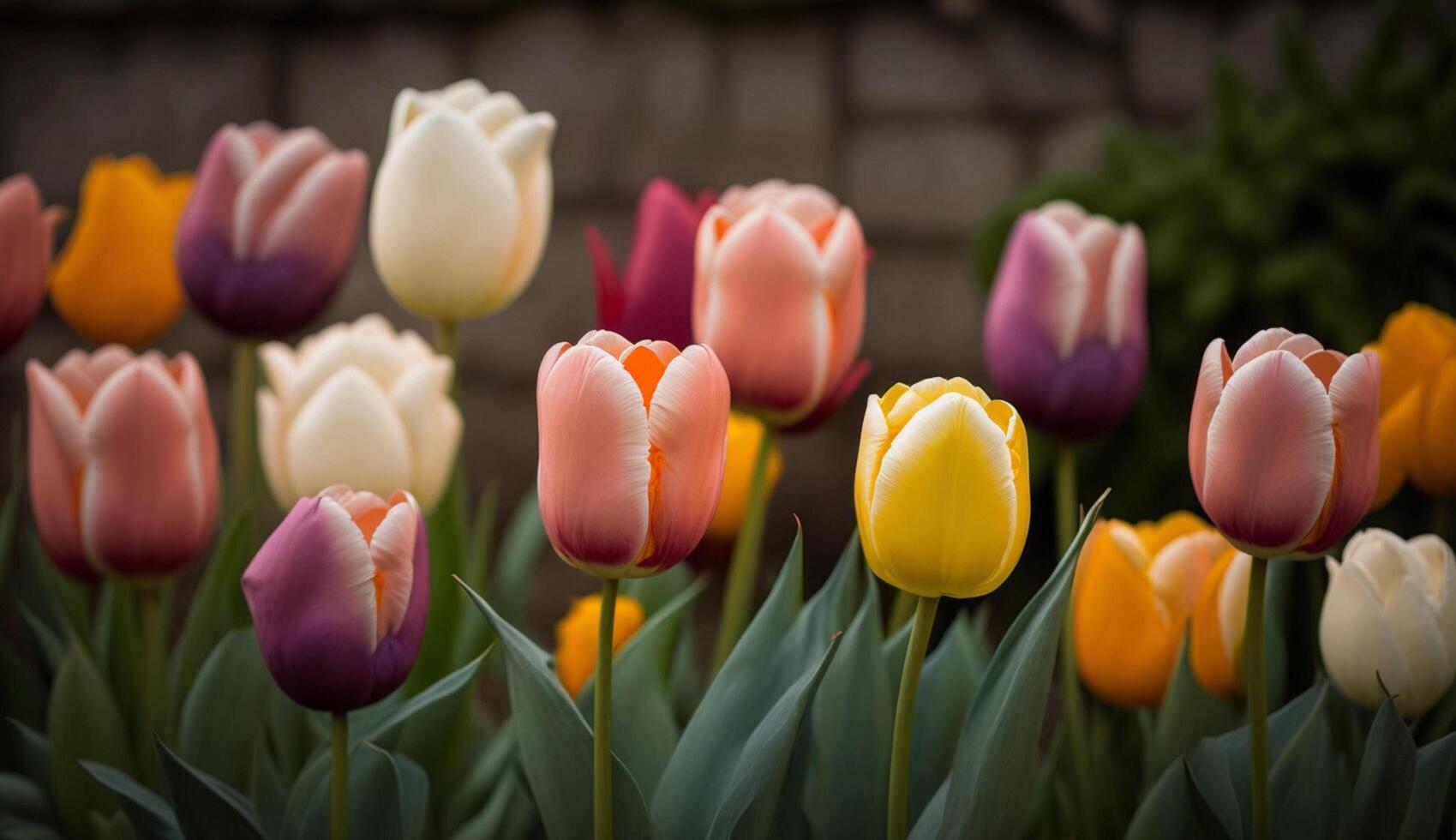 Tulpe blühen im Natur beschwingt Farben draußen generiert durch ai foto