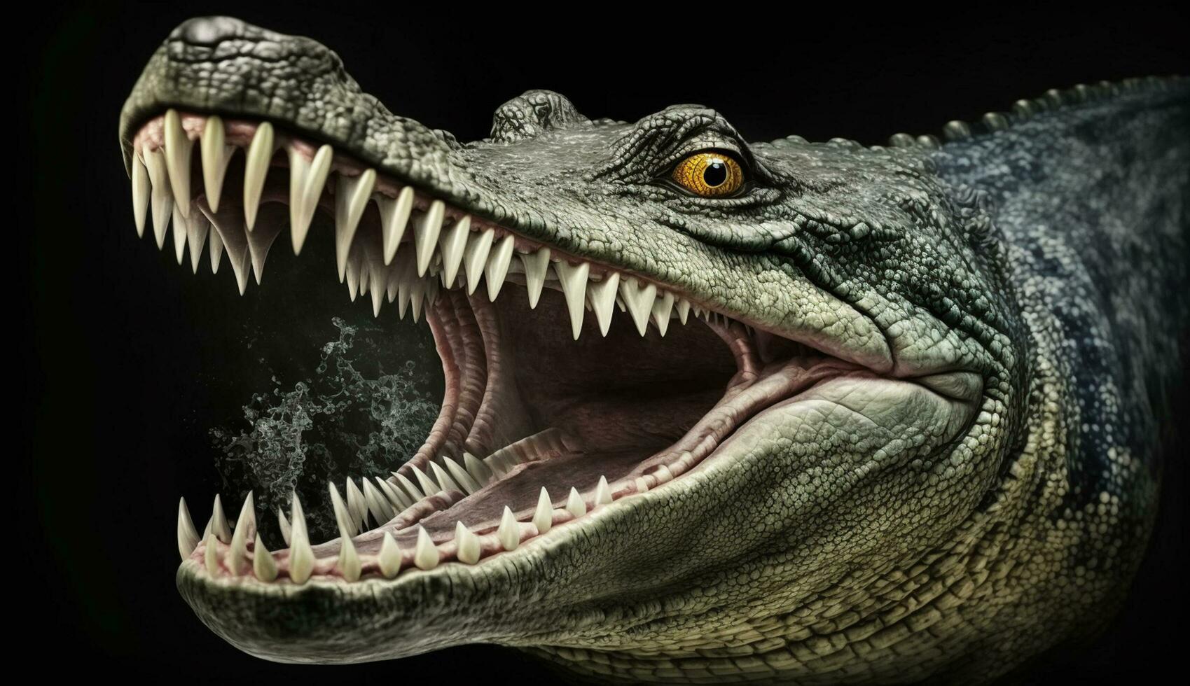 Dinosaurier brüllend mit öffnen Mund, heftig und hungrig ,generativ ai foto