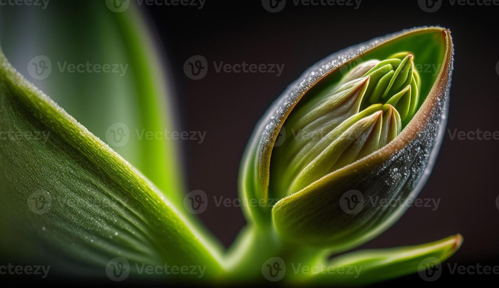 Natur Schönheit im Makro Grün Pflanze Blatt generiert durch ai foto