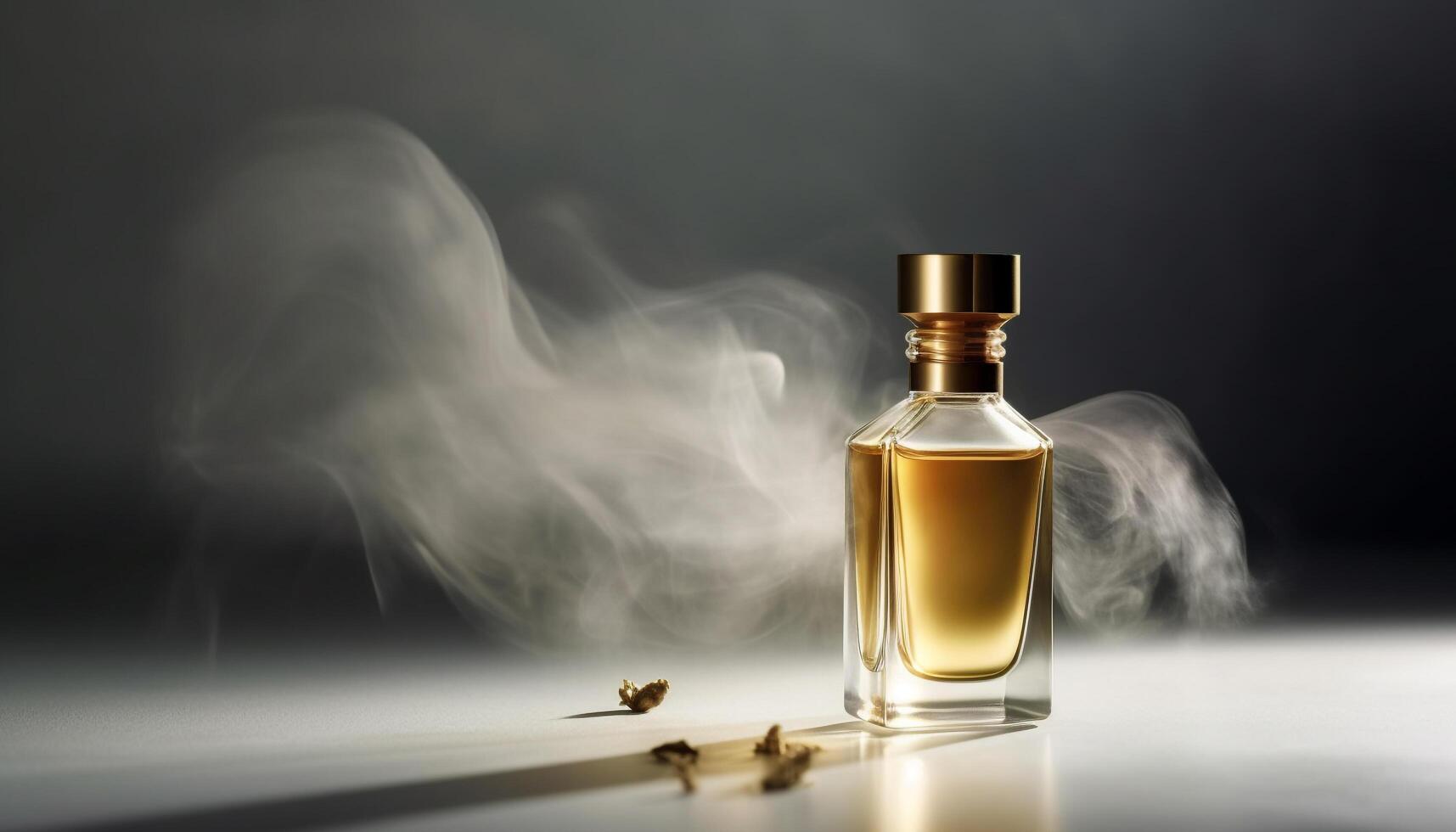 Aromatherapie Öl im Glas Flasche, ein natürlich Schönheit Behandlung Möglichkeit generiert durch ai foto