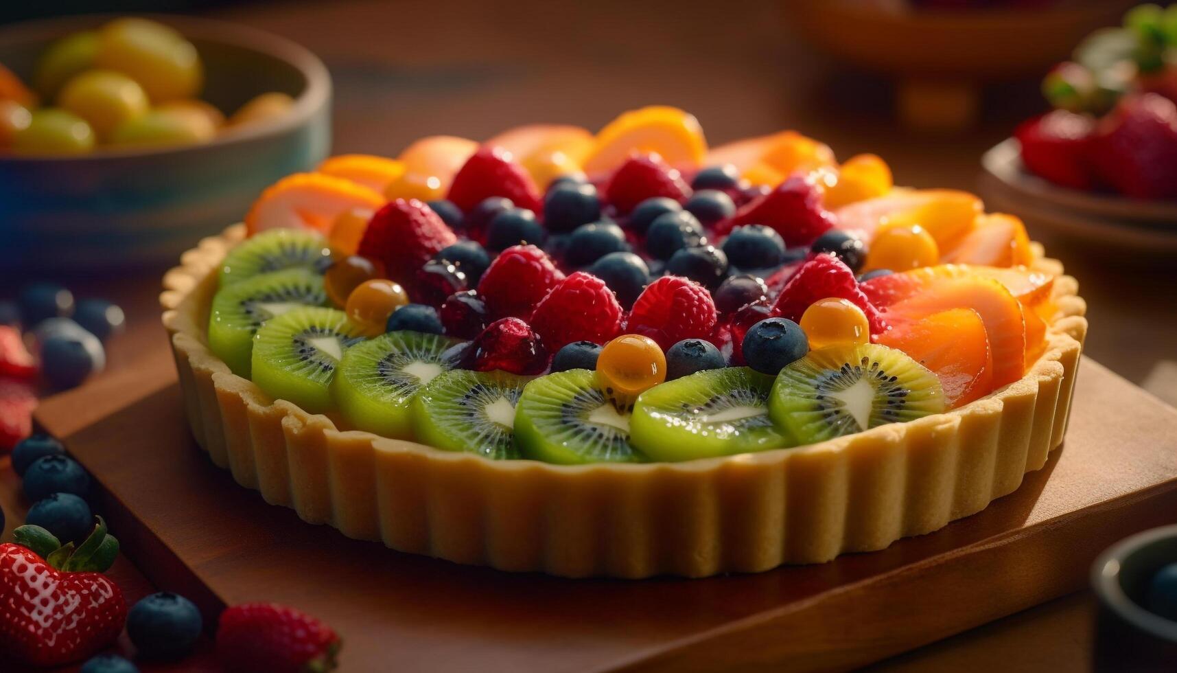 ein Gourmet Dessert Teller mit frisch Beere Variationen und hausgemacht Käsekuchen generiert durch ai foto