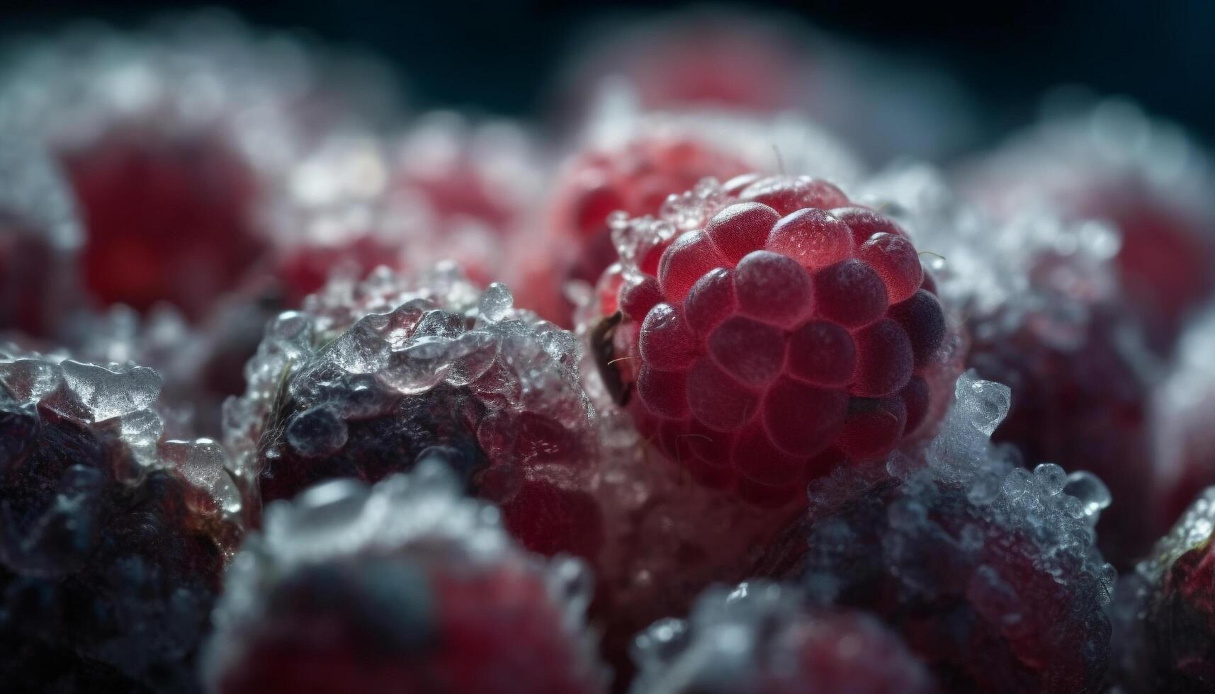 saftig Beere Früchte im Makro schließen hoch, ein erfrischend Sommer- Snack generiert durch ai foto