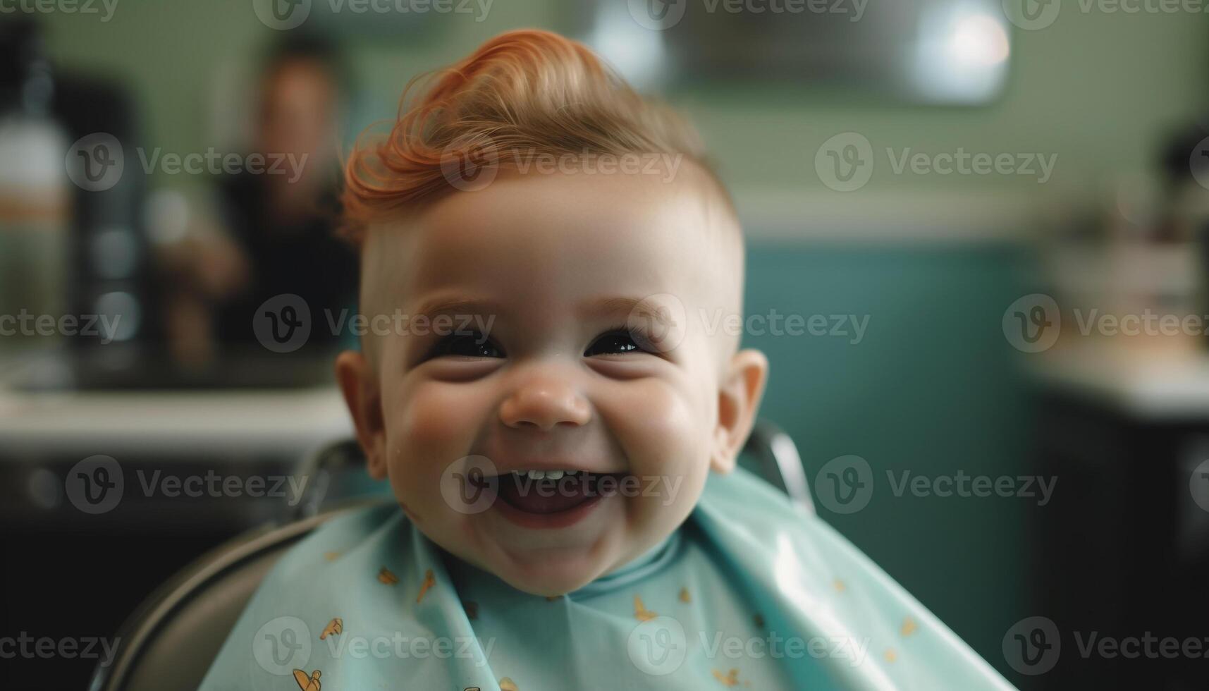 ein sorglos Baby Junge bringt Freude zu seine schön Familie drinnen generiert durch ai foto