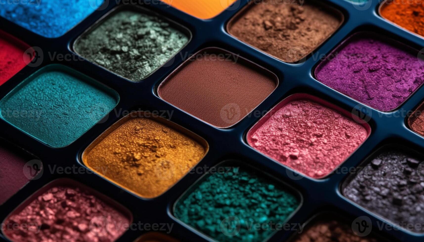 multi farbig Lidschatten Palette ein beschwingt Sammlung von Schönheit Produkte generiert durch ai foto