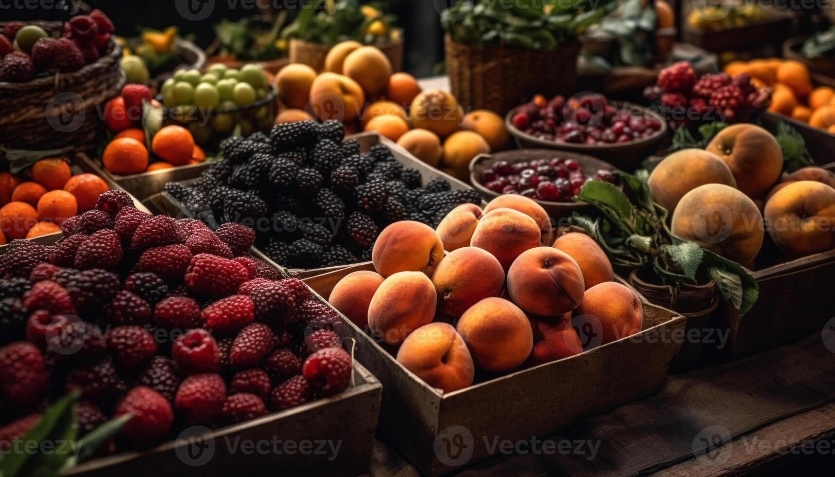 ein groß Schüssel von saftig, reif Beere Obst Variation generiert durch ai foto