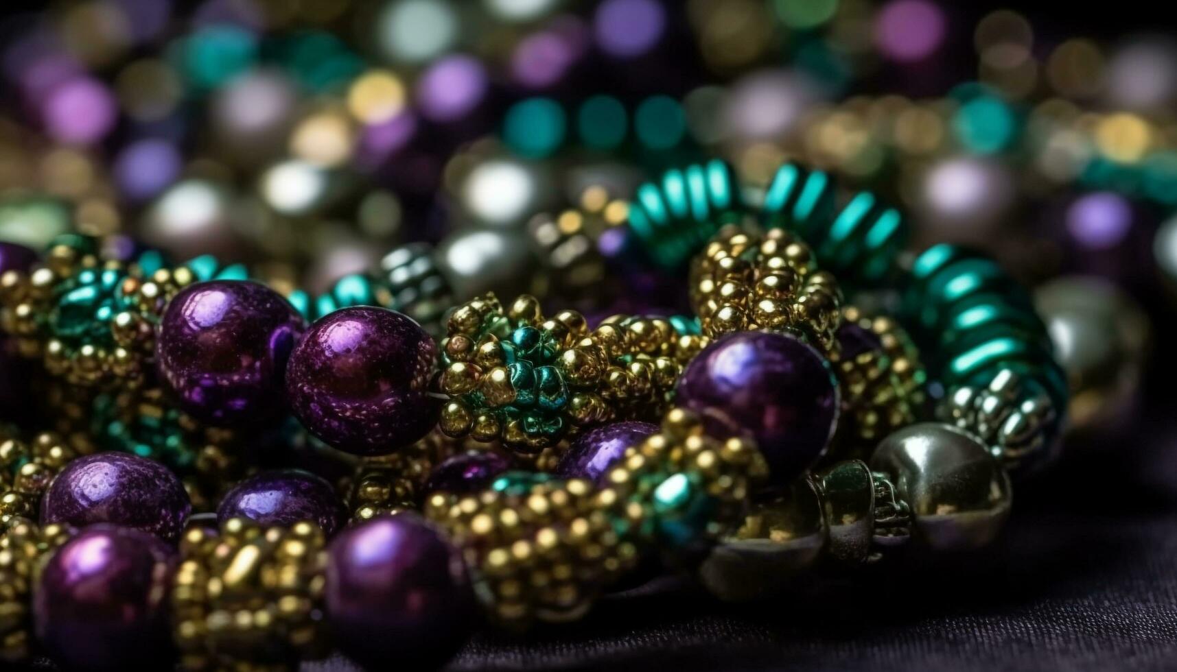 glänzend multi farbig Korn Halskette mit beschwingt Edelsteine generiert durch ai foto