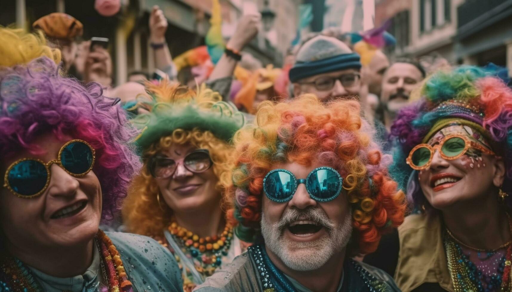 multi ethnisch Gruppe genießt beschwingt Brasilianer Festival generiert durch ai foto