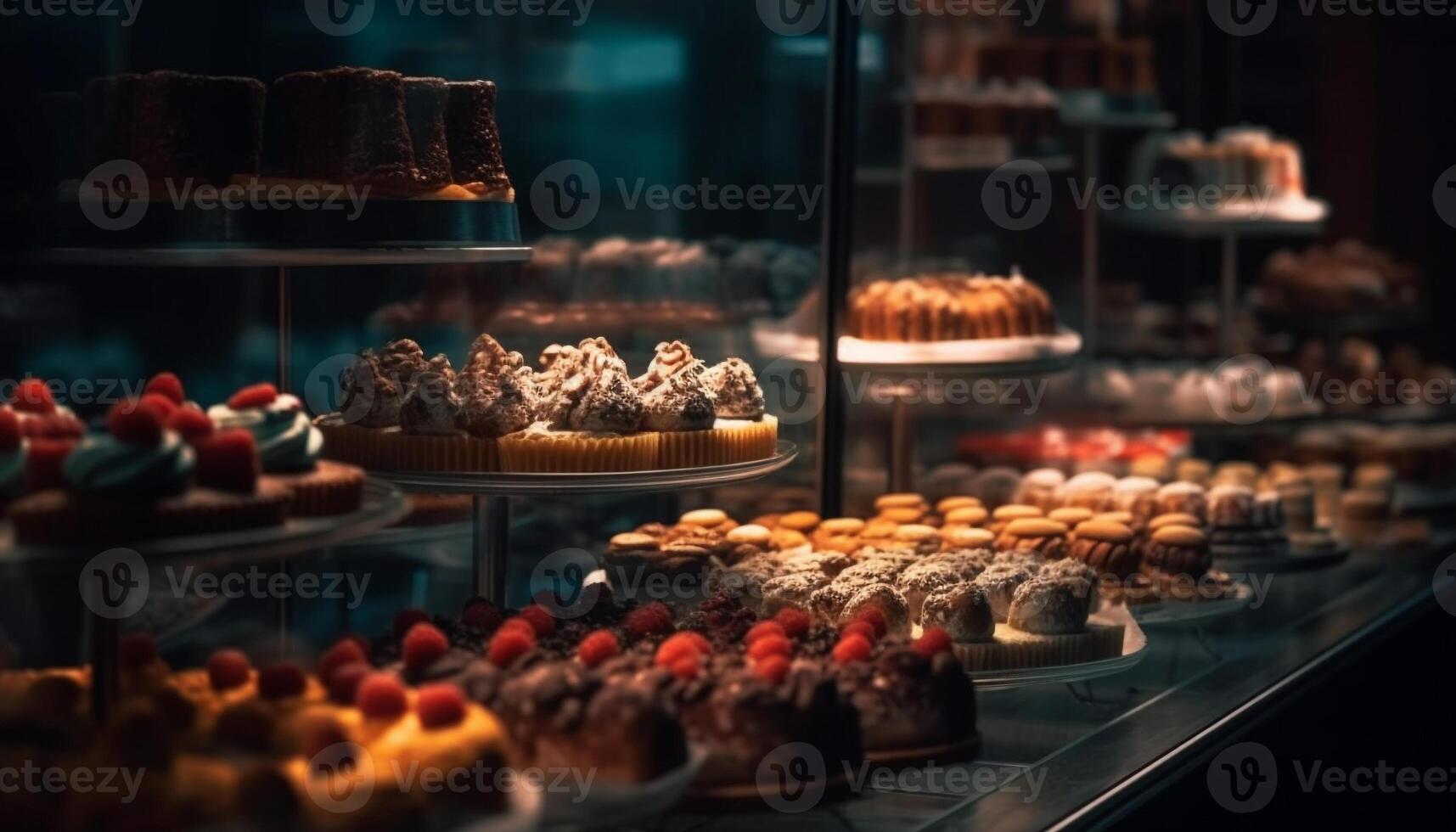 Fülle von gebacken Waren, ein Süss Versuchung generiert durch ai foto