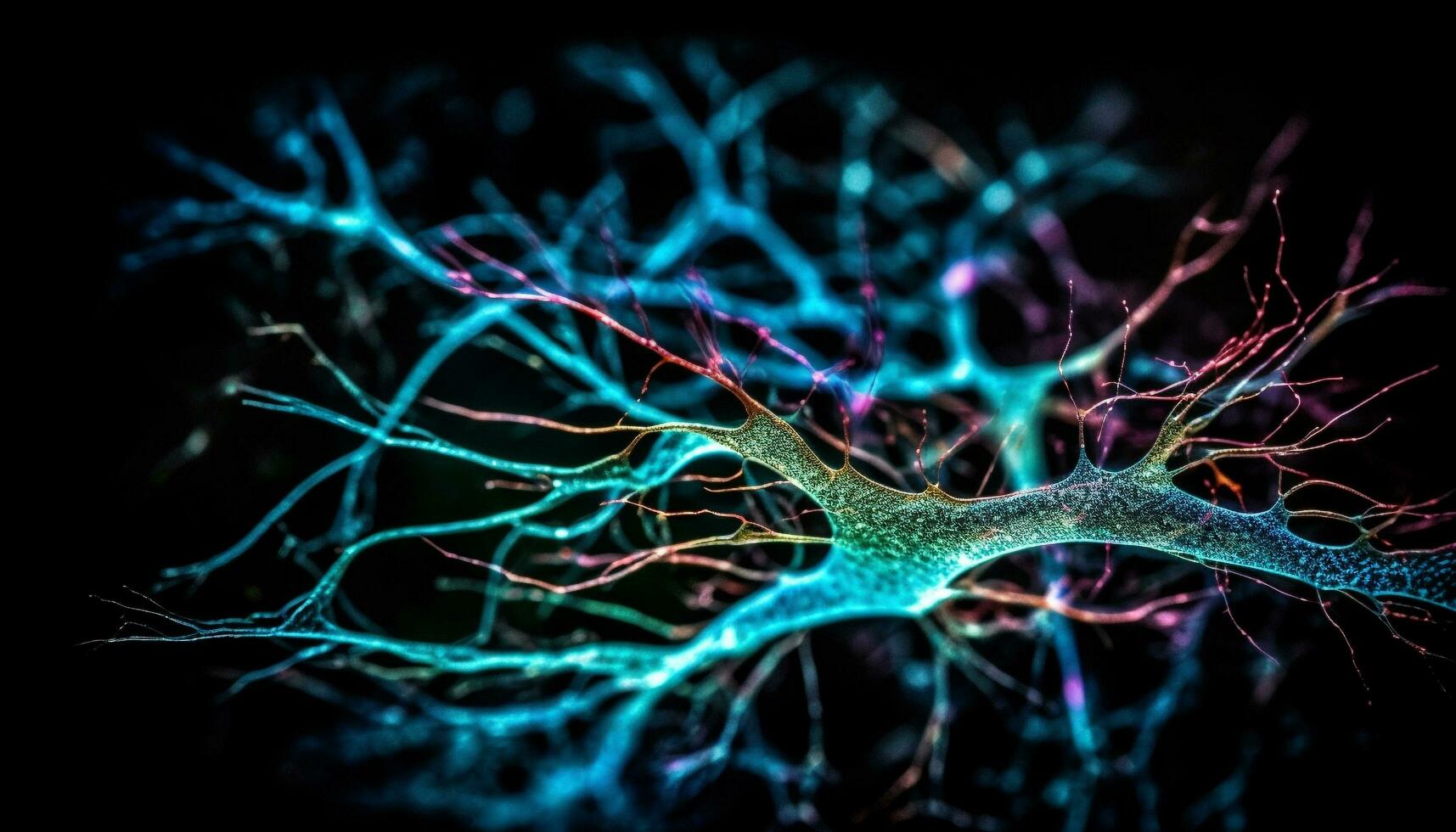 glühend Nerv Zellen kommunizieren durch synaptisch Verbindungen generiert durch ai foto