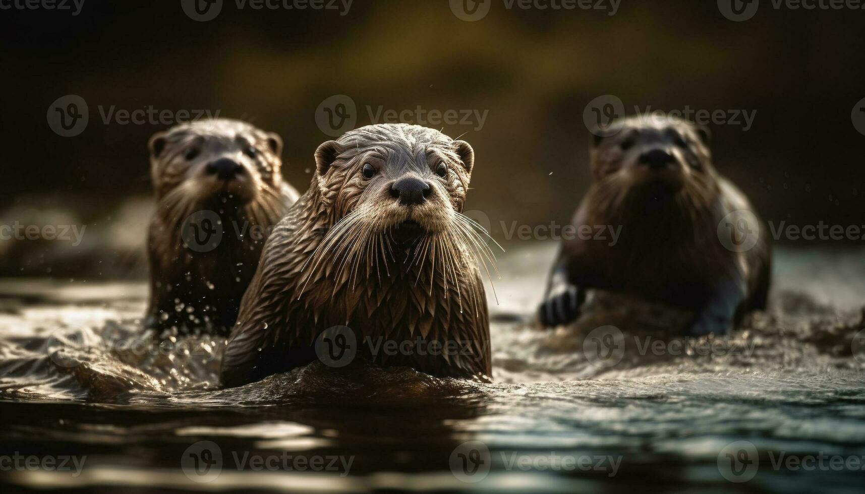 Gruppe von spielerisch Siegel Welpen Schwimmen unter Wasser generiert durch ai foto