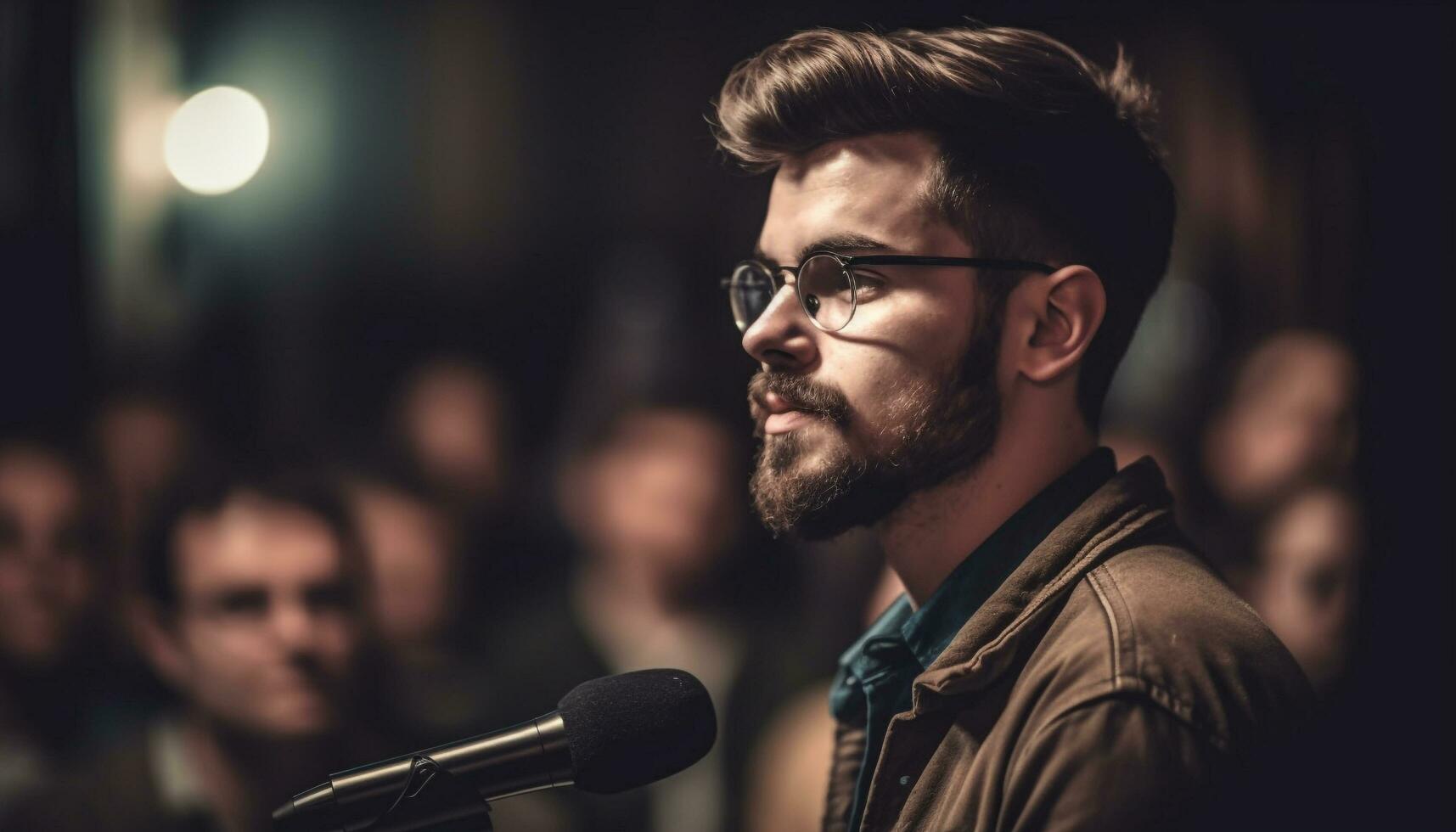 jung Erwachsene Felsen aus auf Bühne beim Konzert generiert durch ai foto