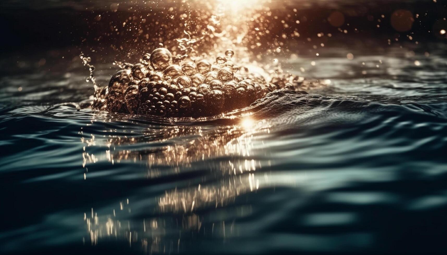 Sonnenuntergang Wellen reflektieren auf still Wasser, im Harmonie generiert durch ai foto