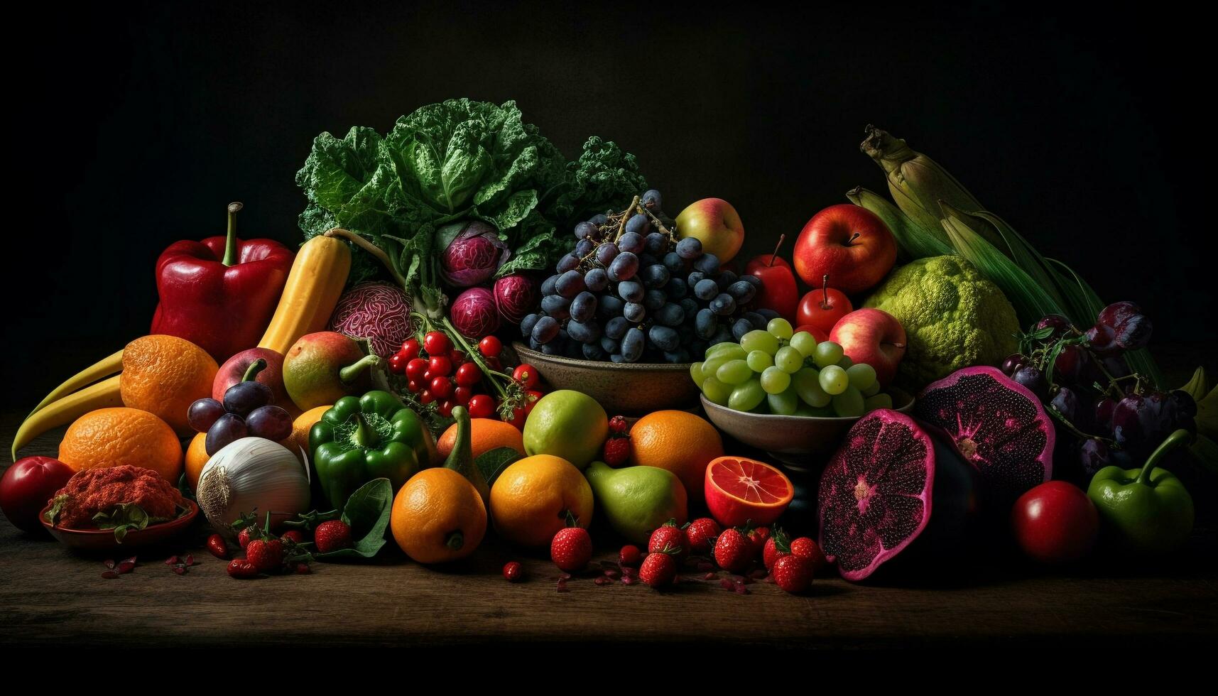 bunt Natur Kopfgeld zum das gesund Mahlzeit generiert durch ai foto