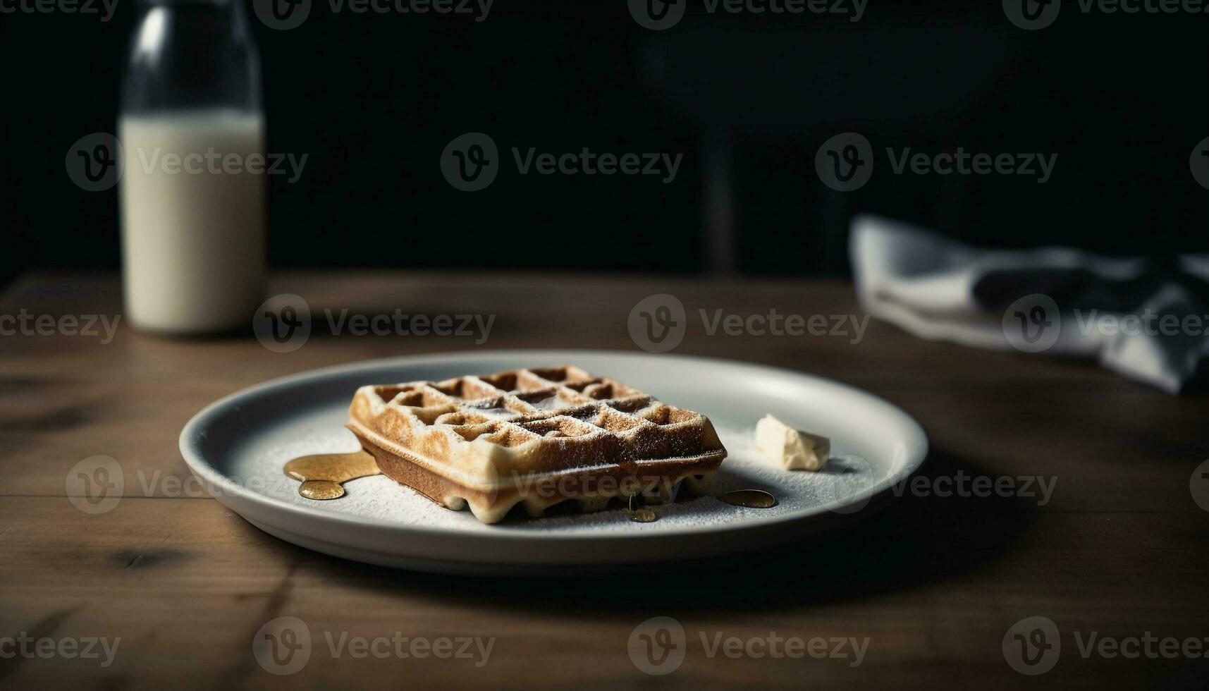 Stapel von frisch, hausgemacht Belgier Waffeln gekrönt cremig Schokolade generiert durch ai foto