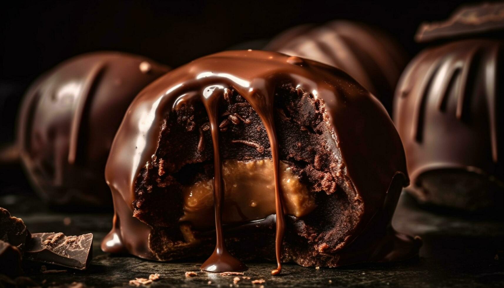 Genuss im dunkel Schokolade Versuchung und Süße generiert durch ai foto