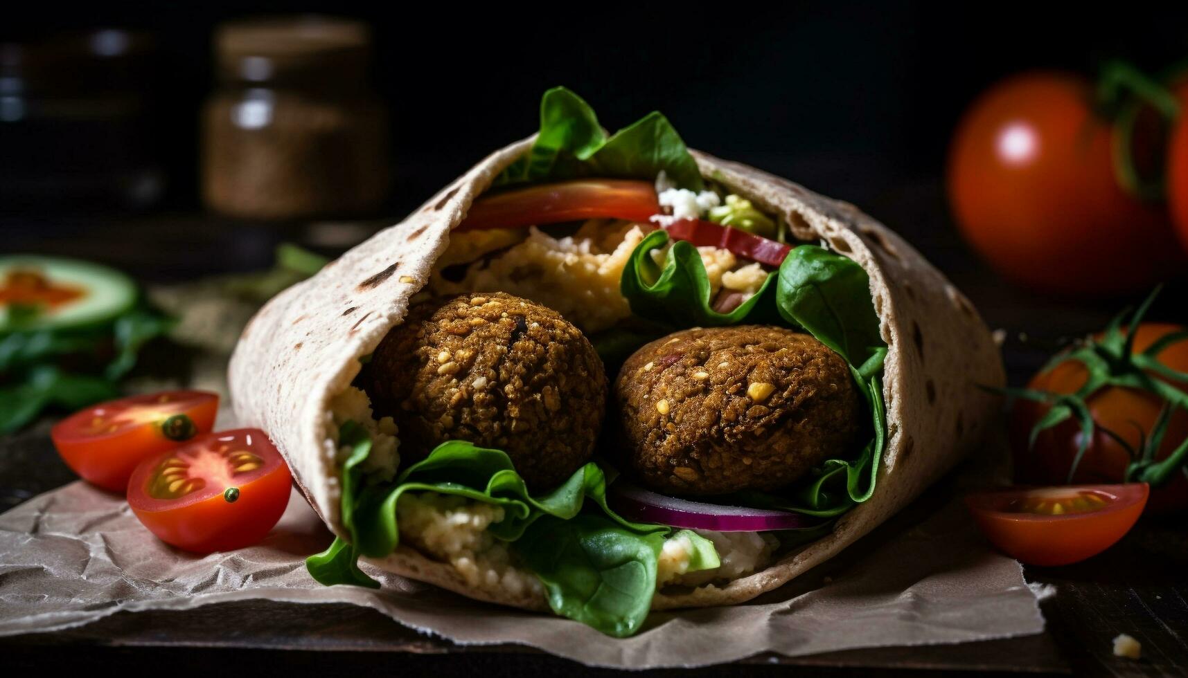 frisch gegrillt Fleisch und Vegetarisch Sandwich Duo generiert durch ai foto