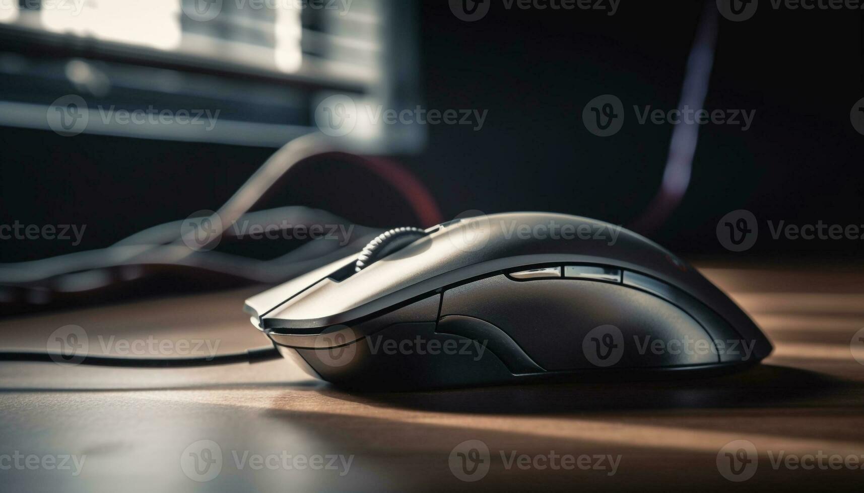 Maus und Tastatur auf dunkel Schreibtisch Hintergrund generiert durch ai foto